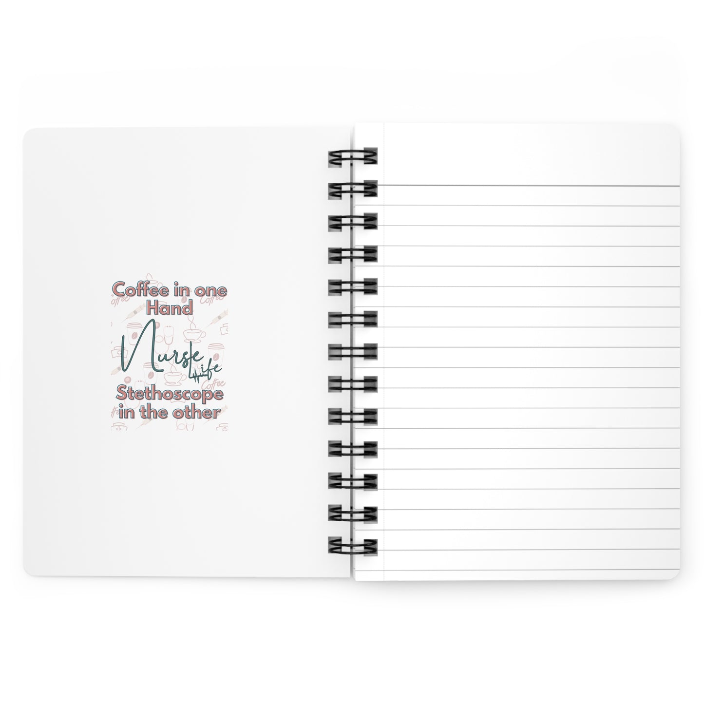 Nurse Wife Spiral Bound Journal - Coffee & Stethoscope Design