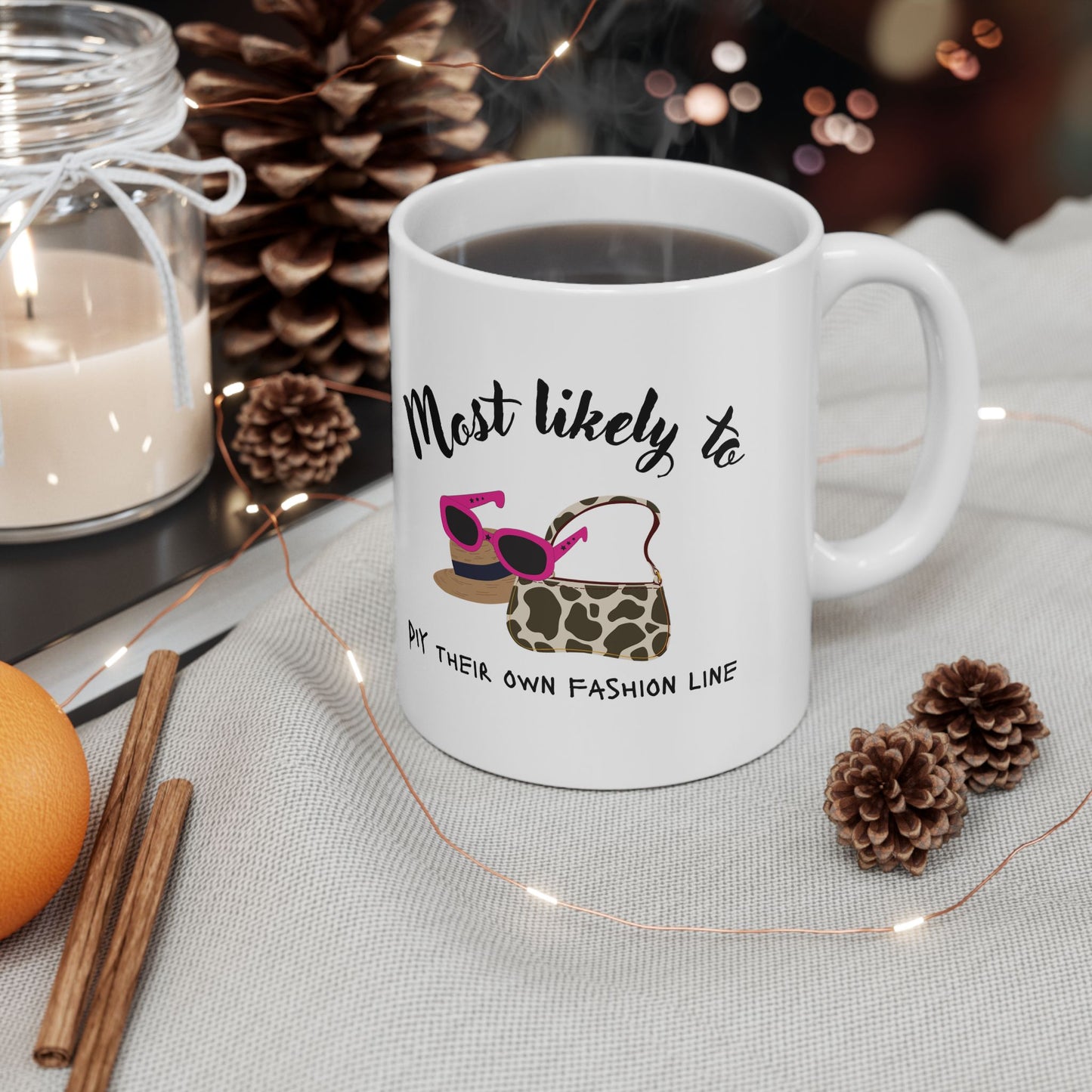 Trendy Fashionista Ceramic Mug, Personalized Coffee Cup, Unique Gift for Her, Celebrate Style, Fashion Lover's Mug, Gifts for Friends