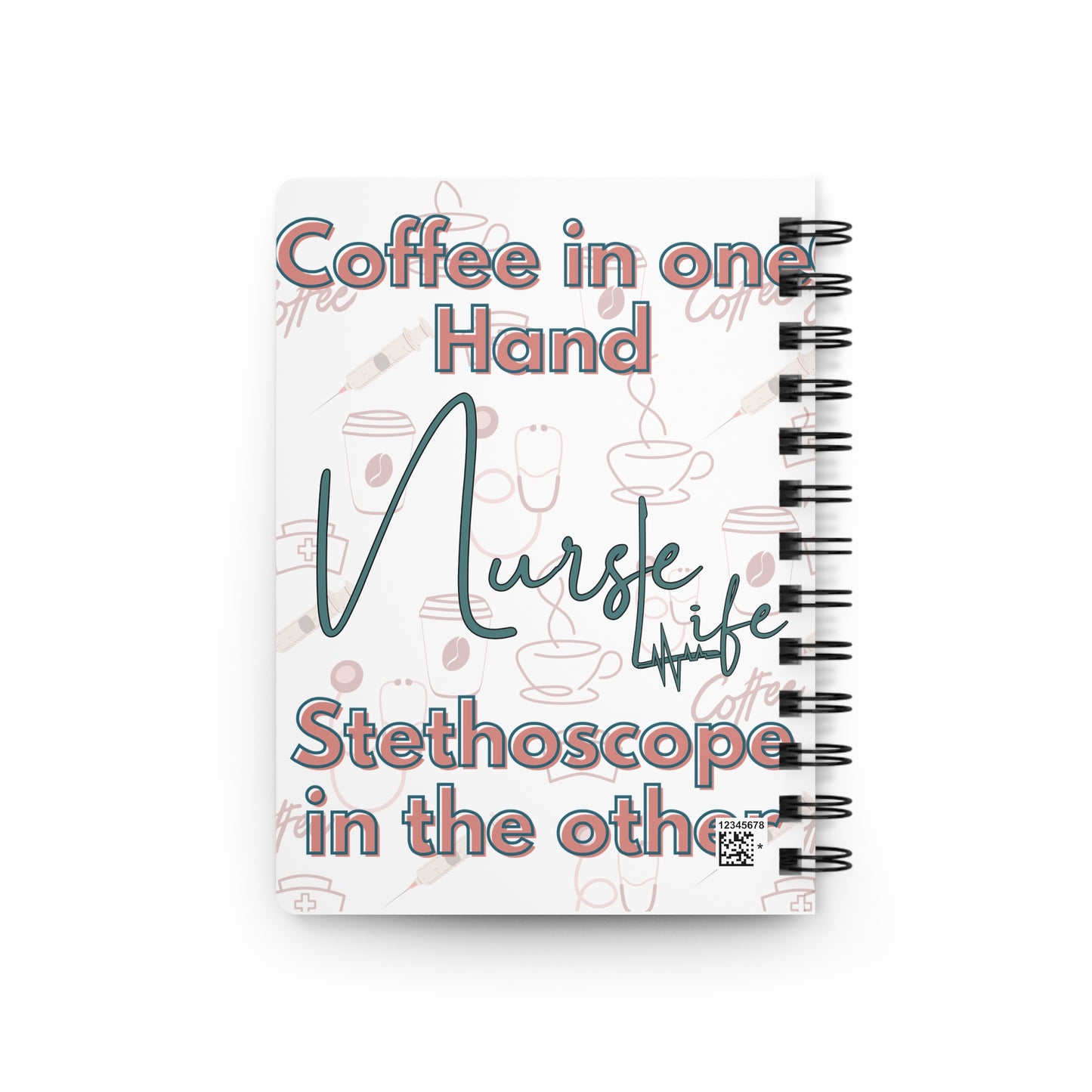 Nurse Wife Spiral Bound Journal - Coffee & Stethoscope Design