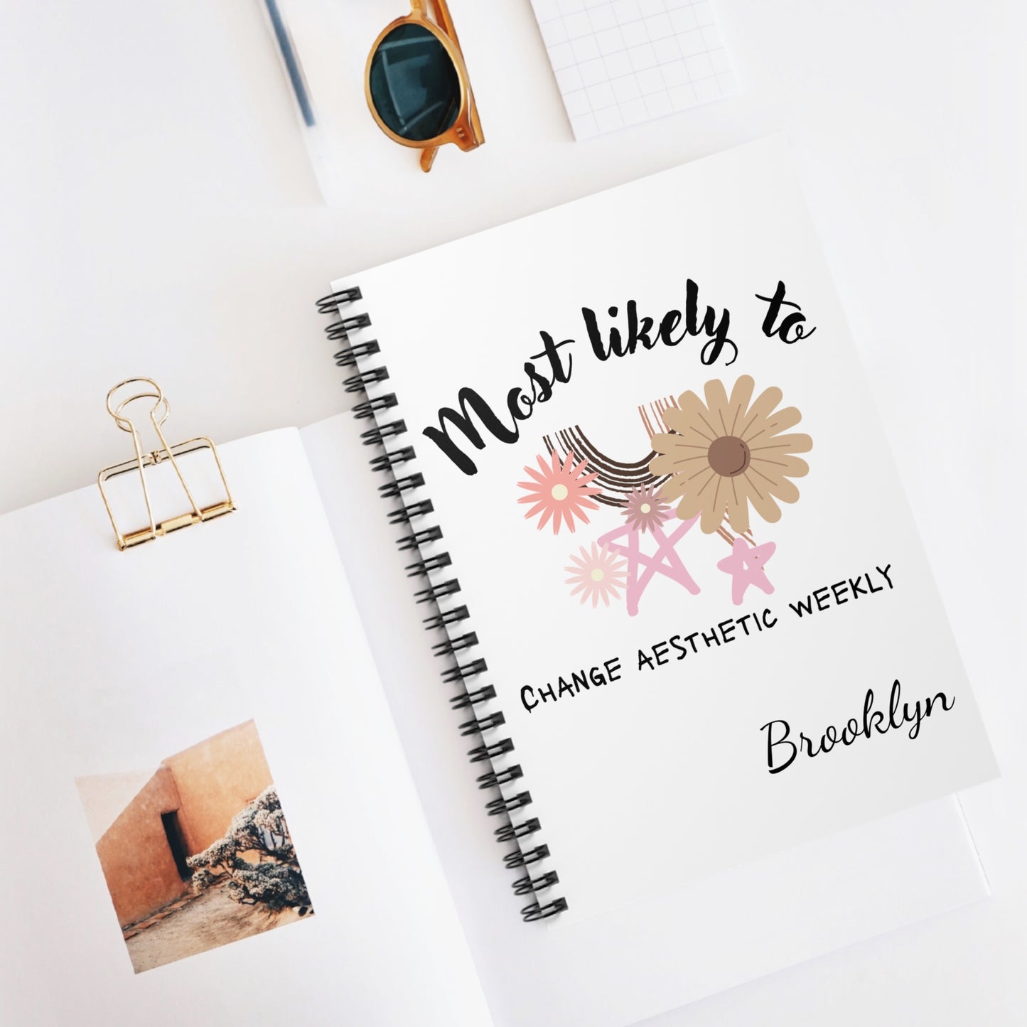 ADD NAME IN CART. Aesthetic Spiral Notebook for Weekly Planning, Cute Journal, Motivational Stationery, Back to School Essentials, Gifts for Students