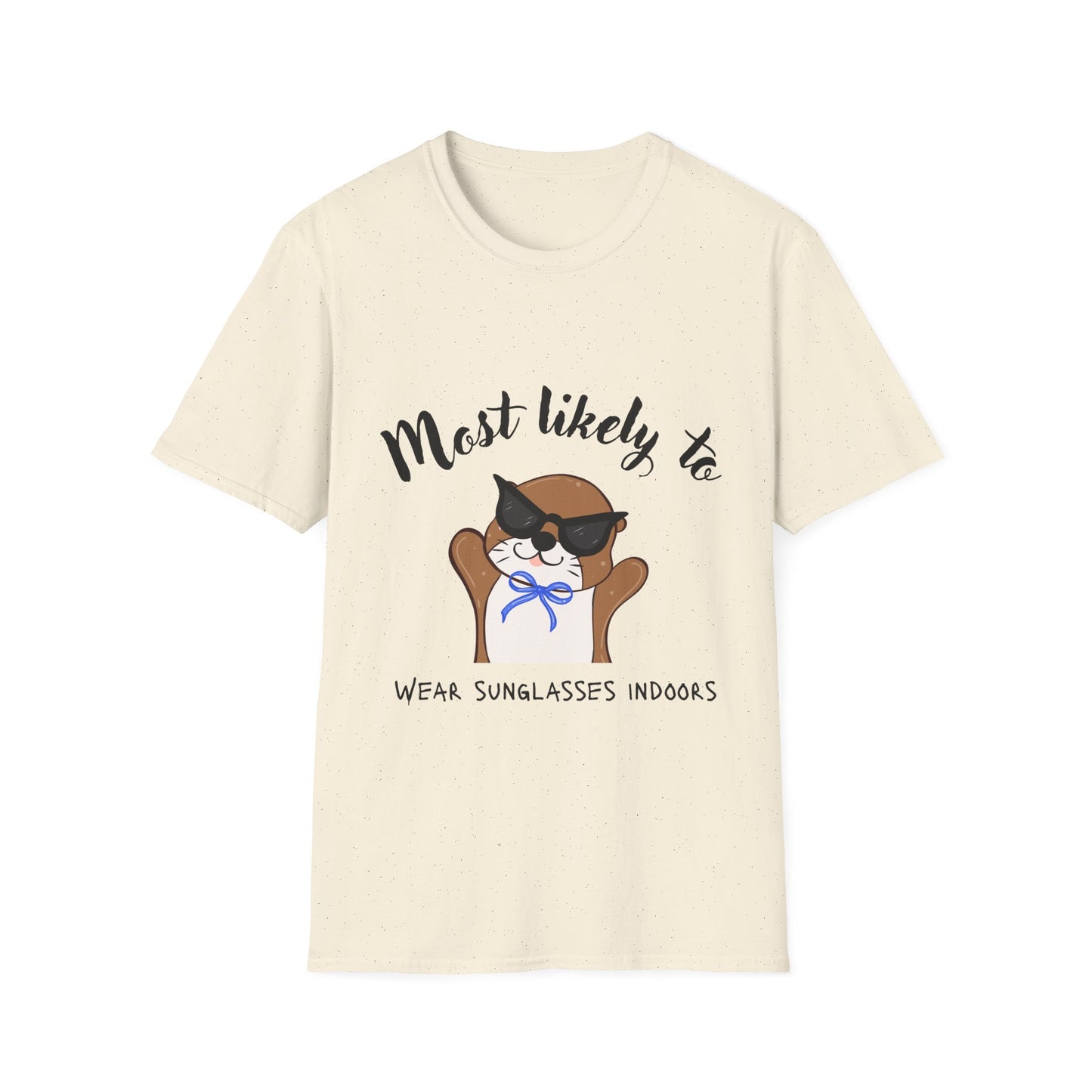 Most Likely To Wear Sunglasses Indoors T-Shirt, Funny Cat Lover Tee, Gift for Cat Lovers, Humorous Animal Shirt, Fun Casual Wear, otter
