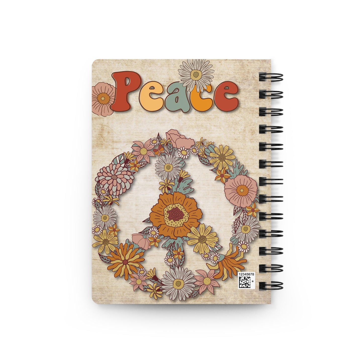 Peace Floral Spiral Bound Journal - Aesthetic Notebook for Relaxation and Reflection