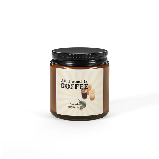 Scented Soy Candle (Multi-Size, Amber Jar), fun loving coffee drinker, unicorn lover, whimsical