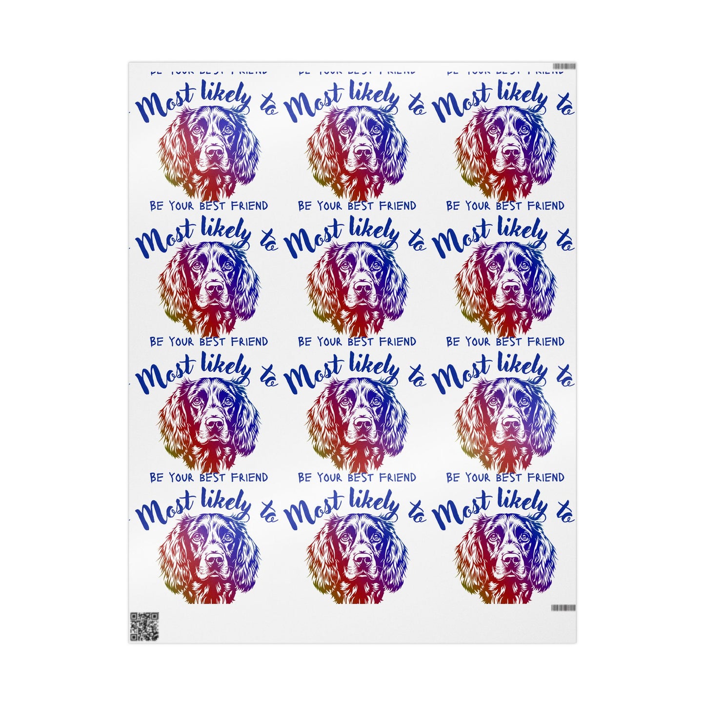 Spaniel Wrapping Paper, Colorful Best Friend Wrapping Paper, Unique Gift Wrap for Birthdays, Pet Lovers, Friends, Celebrations
