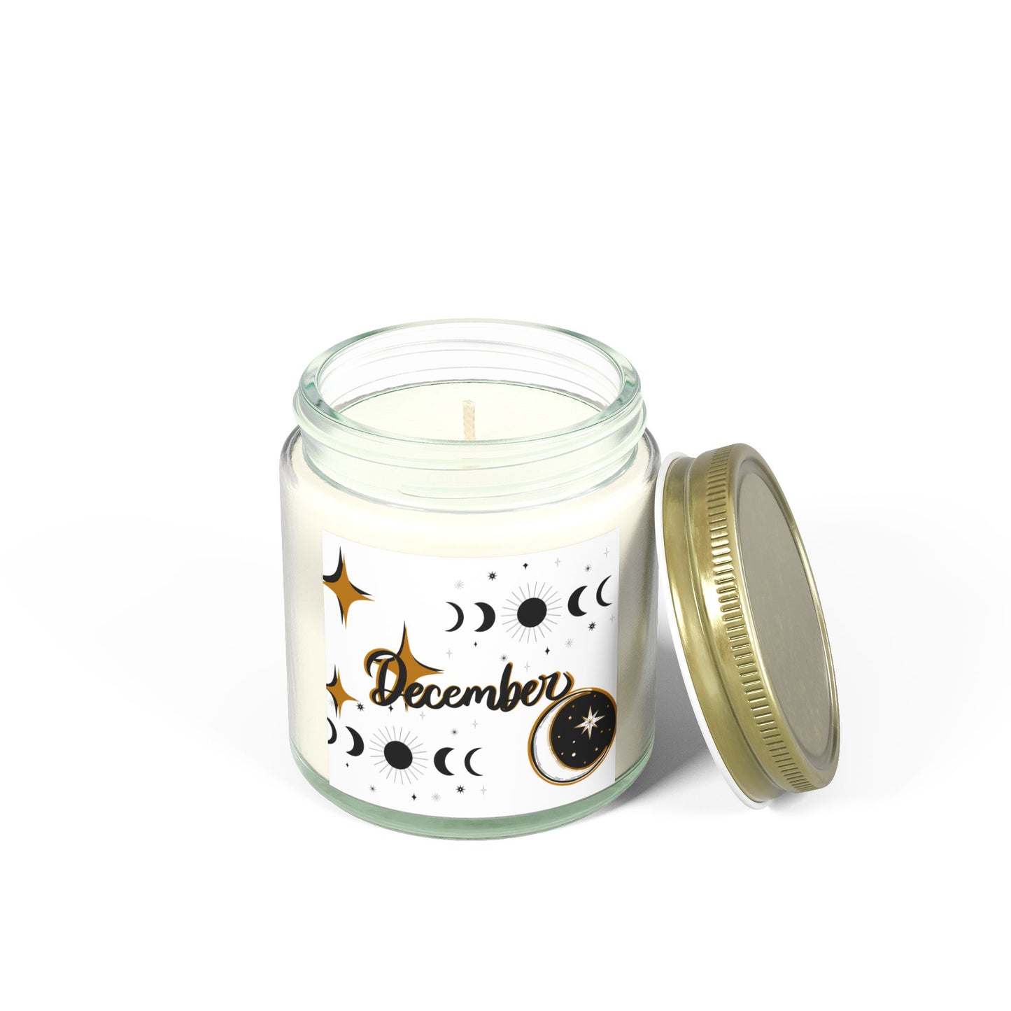 December Candle, Celestial Candle, Stars and Moon, Scented Candles, Coconut Apricot Wax (4oz, 9oz)