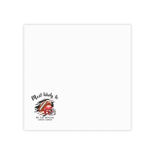Most Likely To Be The Official Couch Coach Post It Note, Red Helmet Note Pad, Couch Coach Note Pad, Game Day Note Pad, Football Fan Note Pad, Official Couch Coach