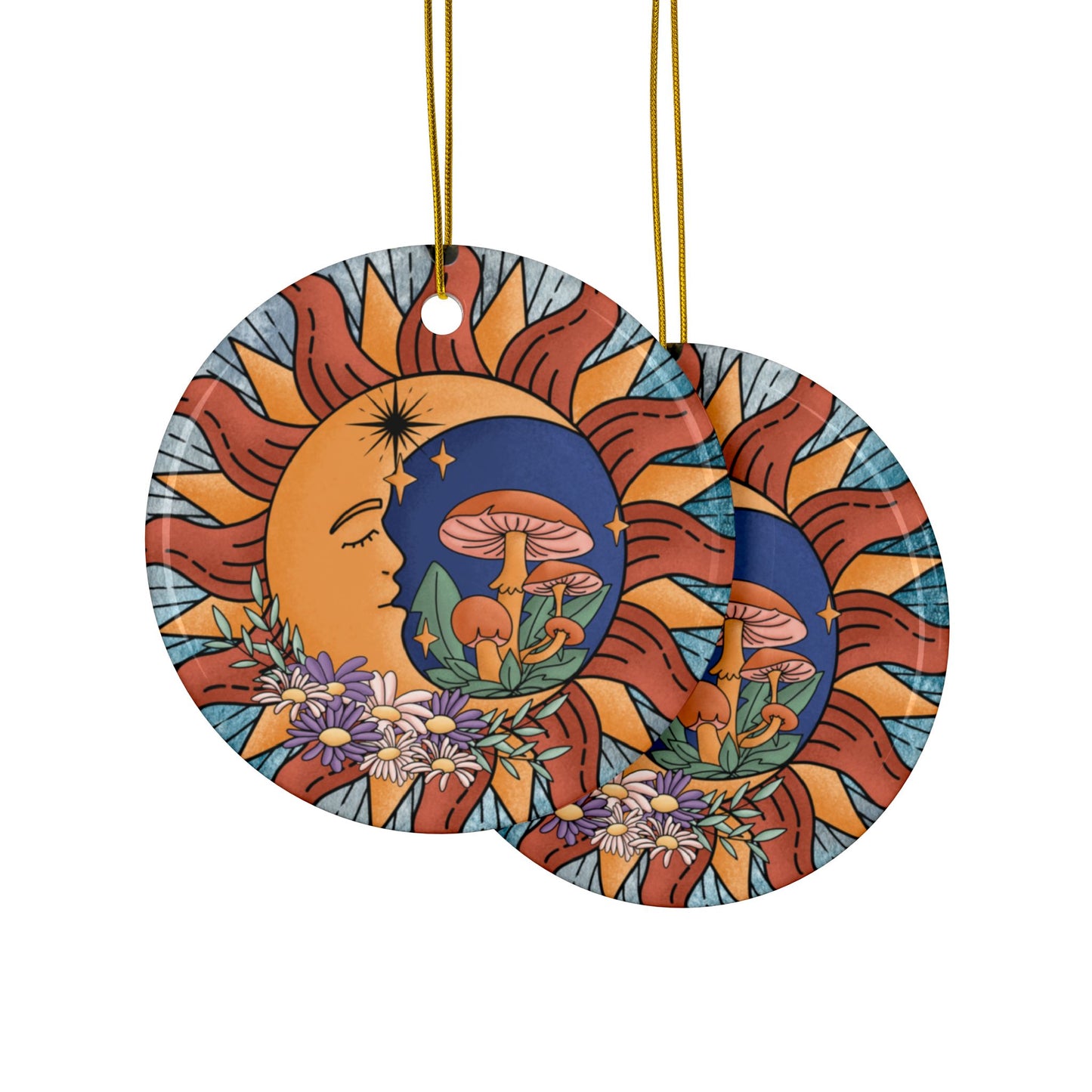 Ceramic Ornaments, 2-Side Print, (1pc, 3pcs, 5pcs, 10pcs)