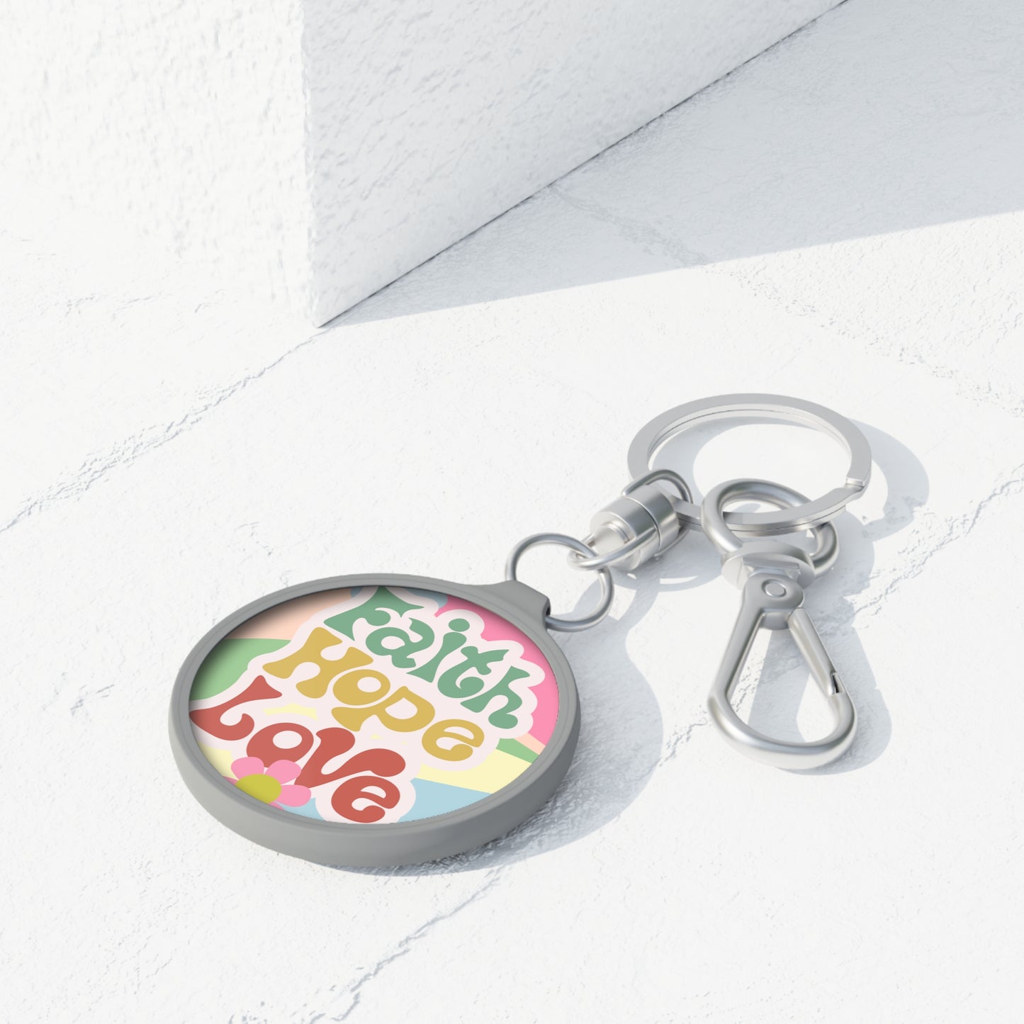 Faith, Hope, Love Keyring Tag, Inspirational Keychain, Gift for Friends, Motivational Accessory, Faith-Based Souvenir, Faith Hope Love Keychain, Retro keychain