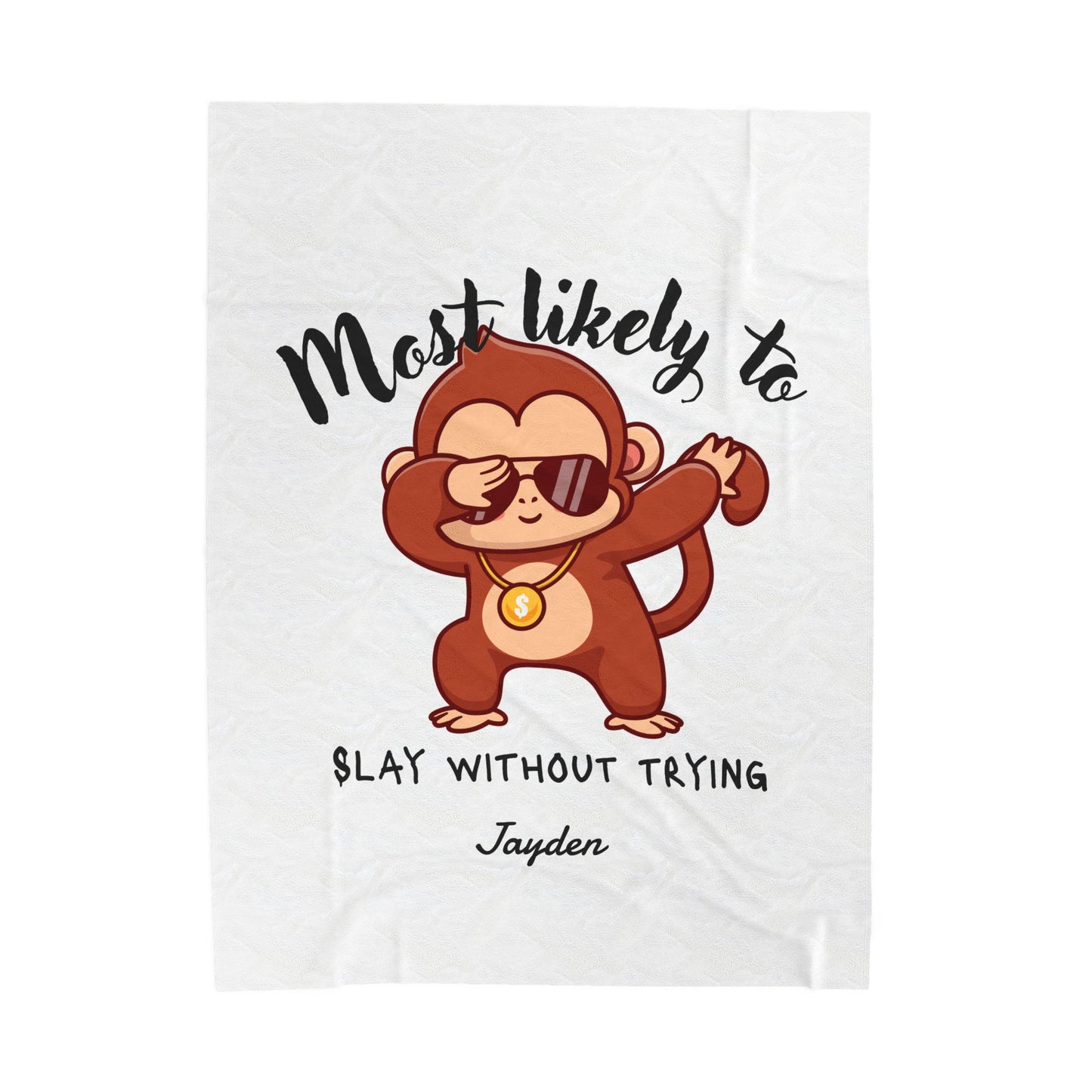 Cool Monkey Plush Throw Blanket - Fun and Cozy Gift for Kids, Playroom Decor, Nursery, Birthday, Blanket with Fun Design, slay, monkey, child, kids room, fun