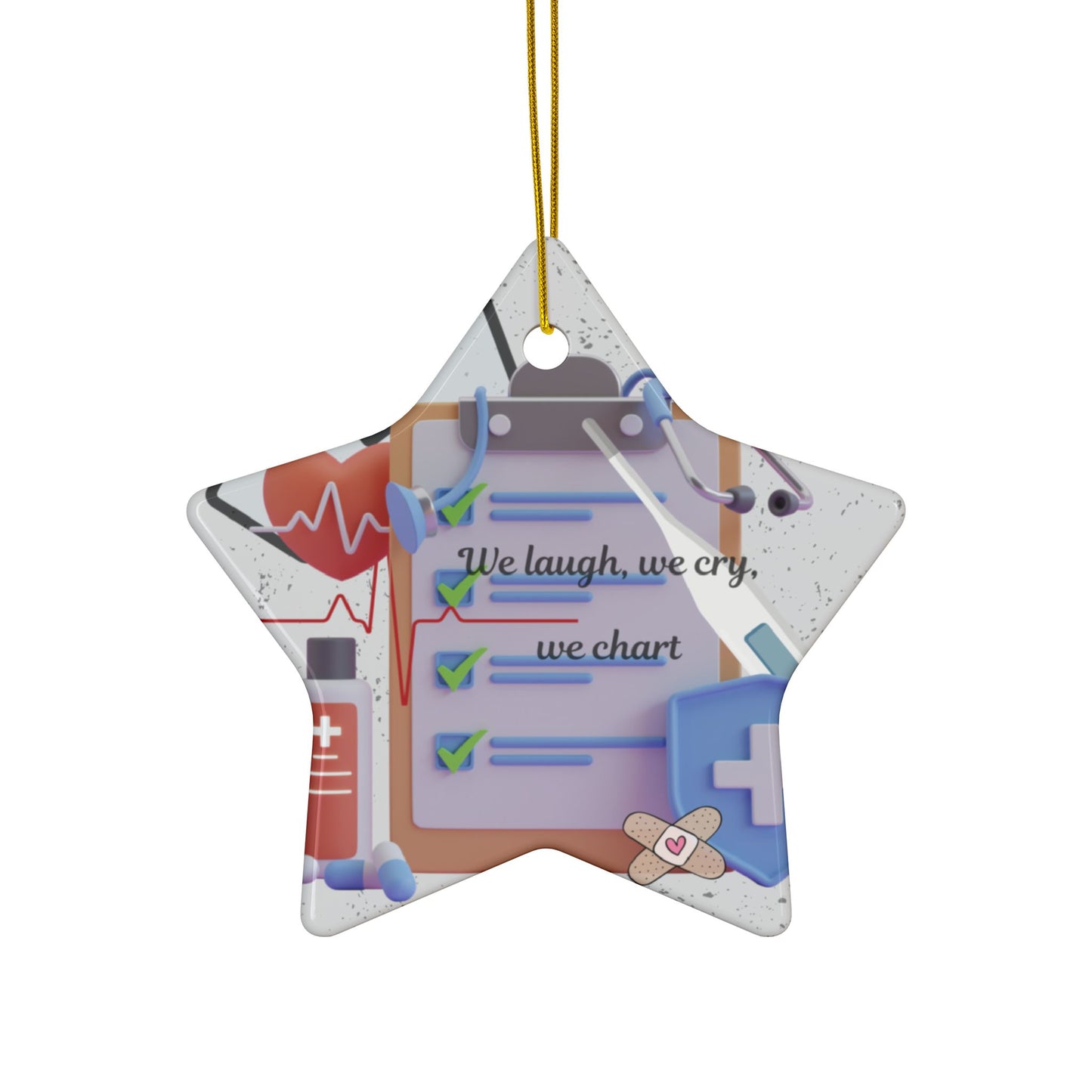 Unique Nurse gift, One-of-kind design ornament, unique ornament, Ceramic Ornaments, 2-Side Print, (1pc, 3pcs, 5pcs, 10pcs)