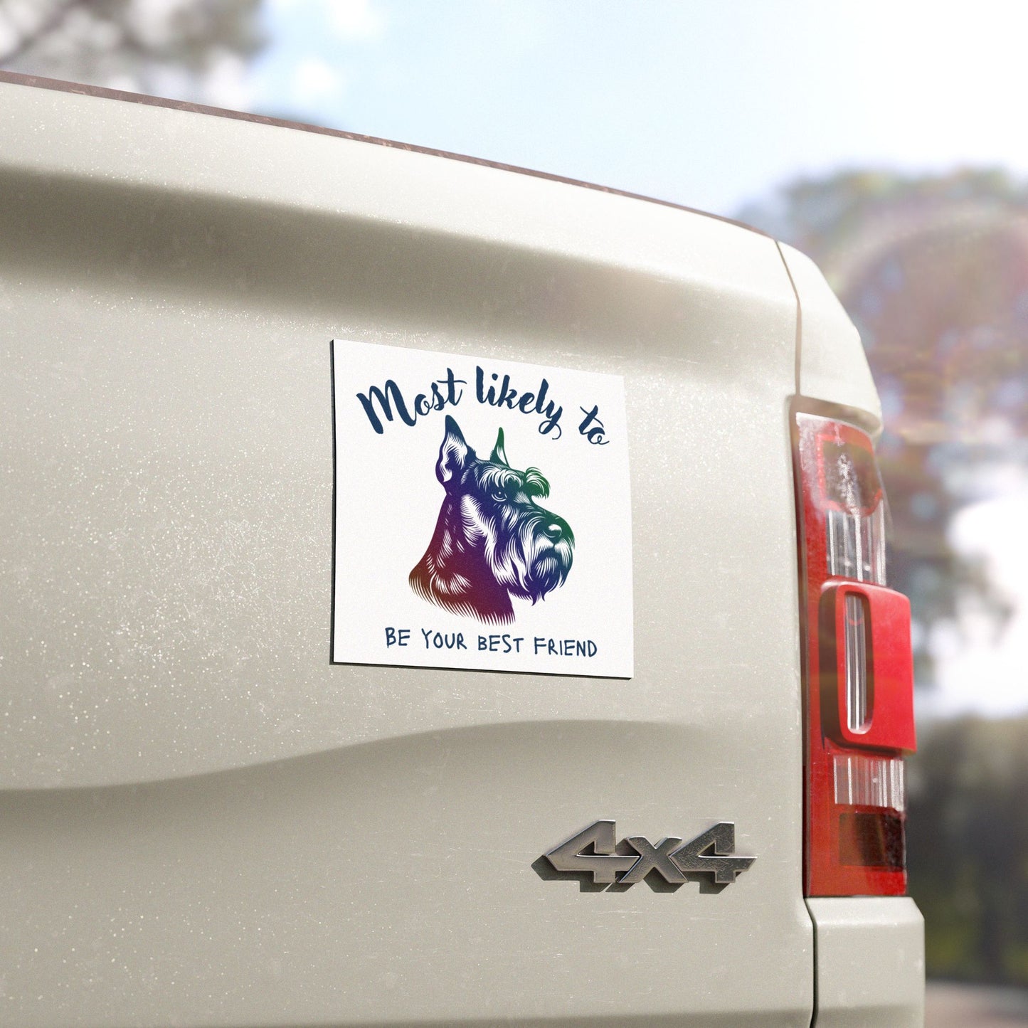 Dog Lover Car Magnet - 'Most Likely to Be Your Best Friend' - Schnauzer Car Magnet