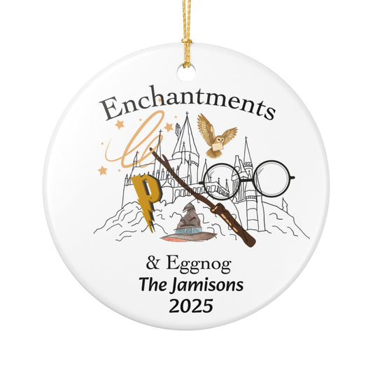 PERSONALIZE IN CART. Personalized Ceramic Ornament, Magical Decorations, Holiday Decor, Unique Gift, Family Keepsake, Enchantments & Eggnog