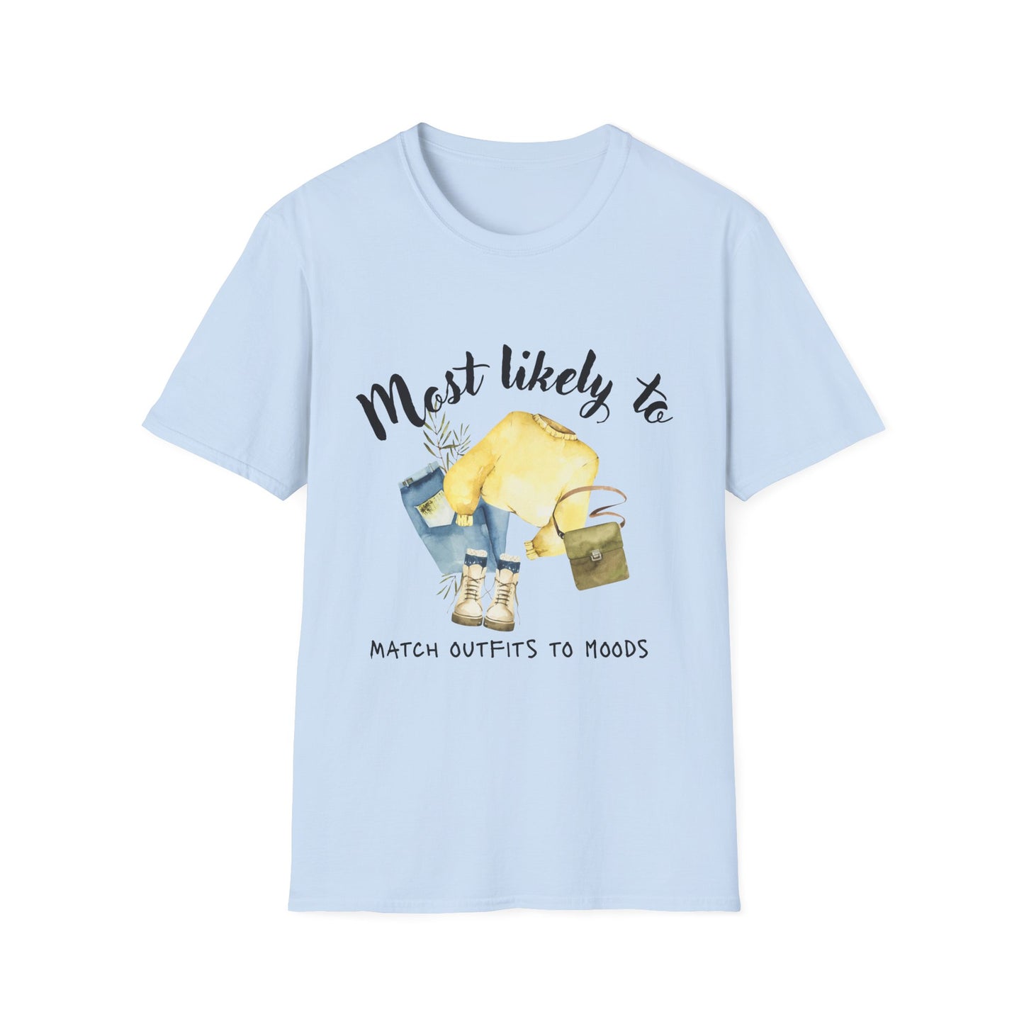 Most Likely To Match Outfits Unisex Softstyle T-Shirt, Cute Graphic Tee, Ideal for Teens, Gift for Her, Everyday Humor Shirt