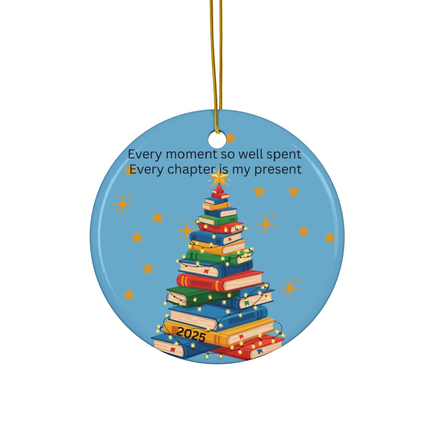 Ceramic Ornaments - Christmas Tree with Lights and Book Quote