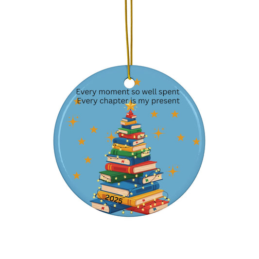Ceramic Ornaments - Christmas Tree with Lights and Book Quote