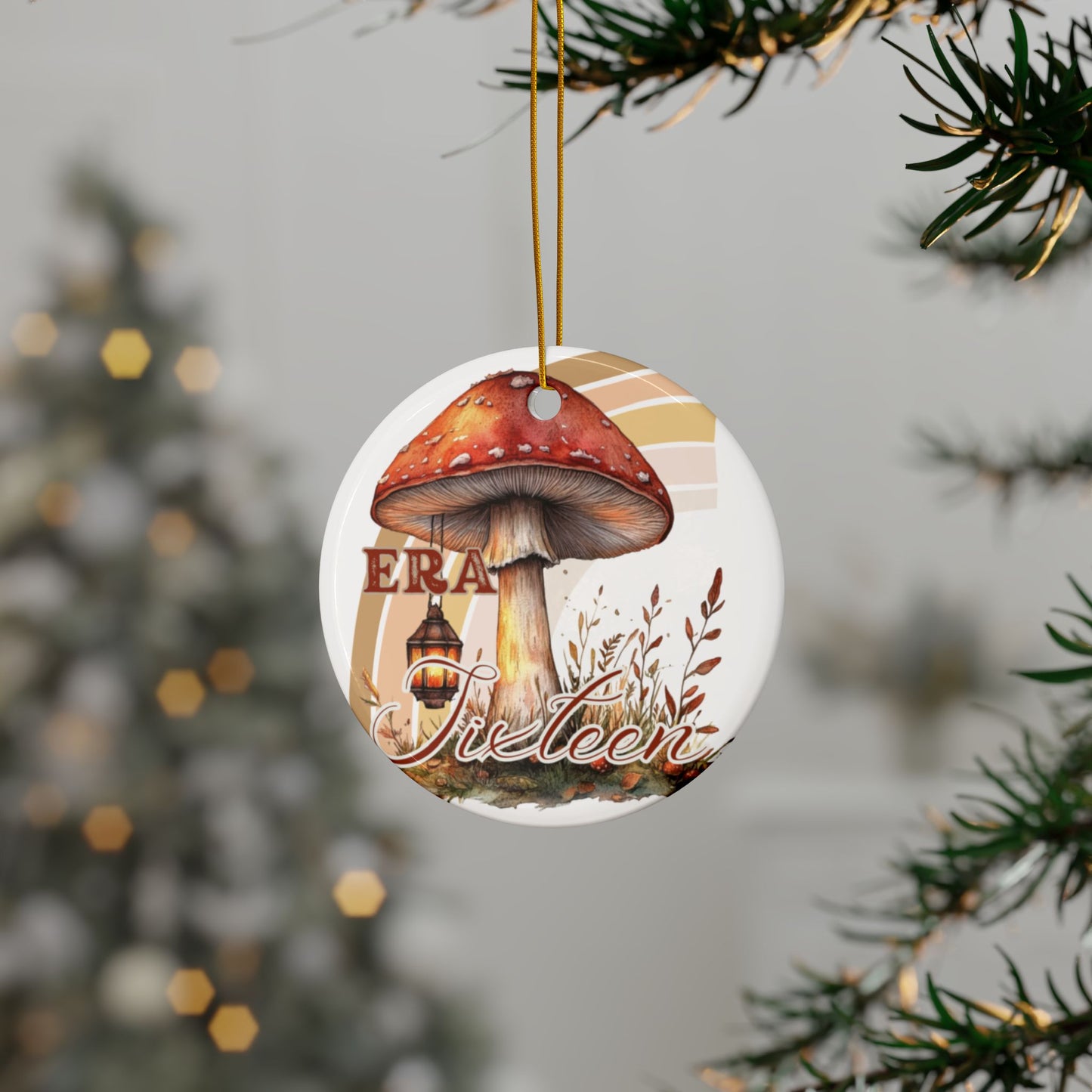 Era 16 Ornament, Chapter 16 Ornament, 16th Birthday, Whimsical Mushroom Ceramic Ornaments, 2-Sided Holiday Decor, Perfect for Christmas, Housewarming, and Nature Lovers