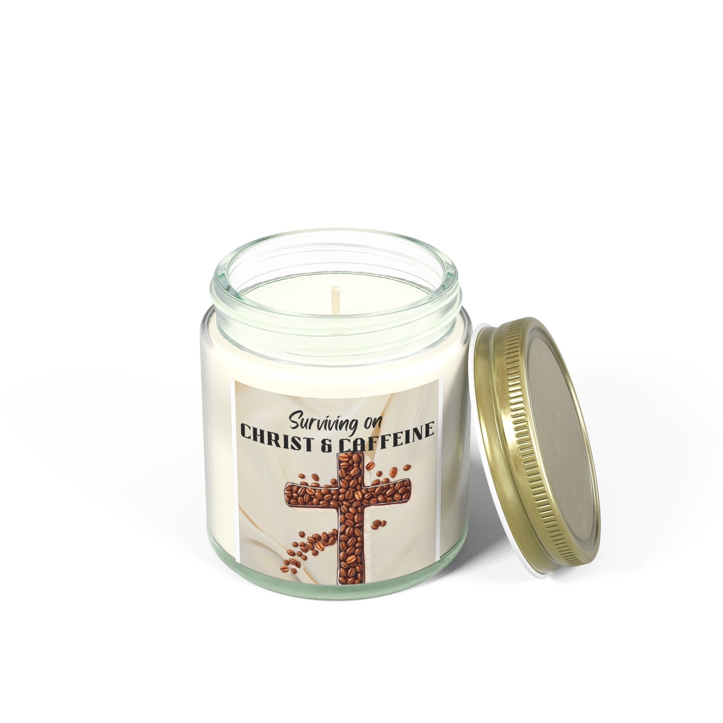 Scented Candles - Surviving on Christ & Caffeine, Christian Merch, Spiritual Relaxation, Christian Gifts, Home Decor, Cozy Ambiance, Faith-Inspired Candles
