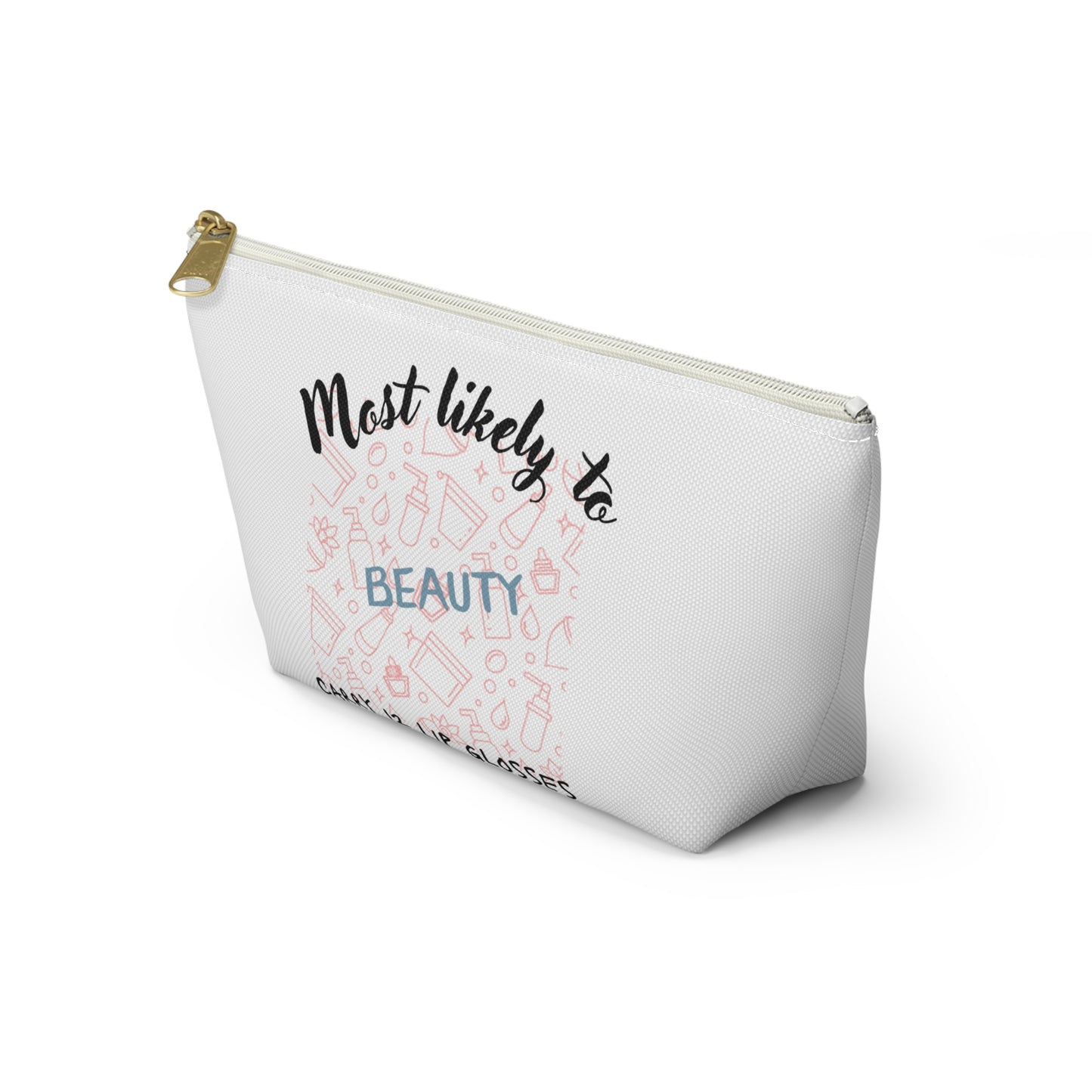 Beauty Themed Accessory Pouch, Makeup Organizer, Lip Gloss Holder, Cosmetic Bag, Gift for Her, Personal Care Travel Case