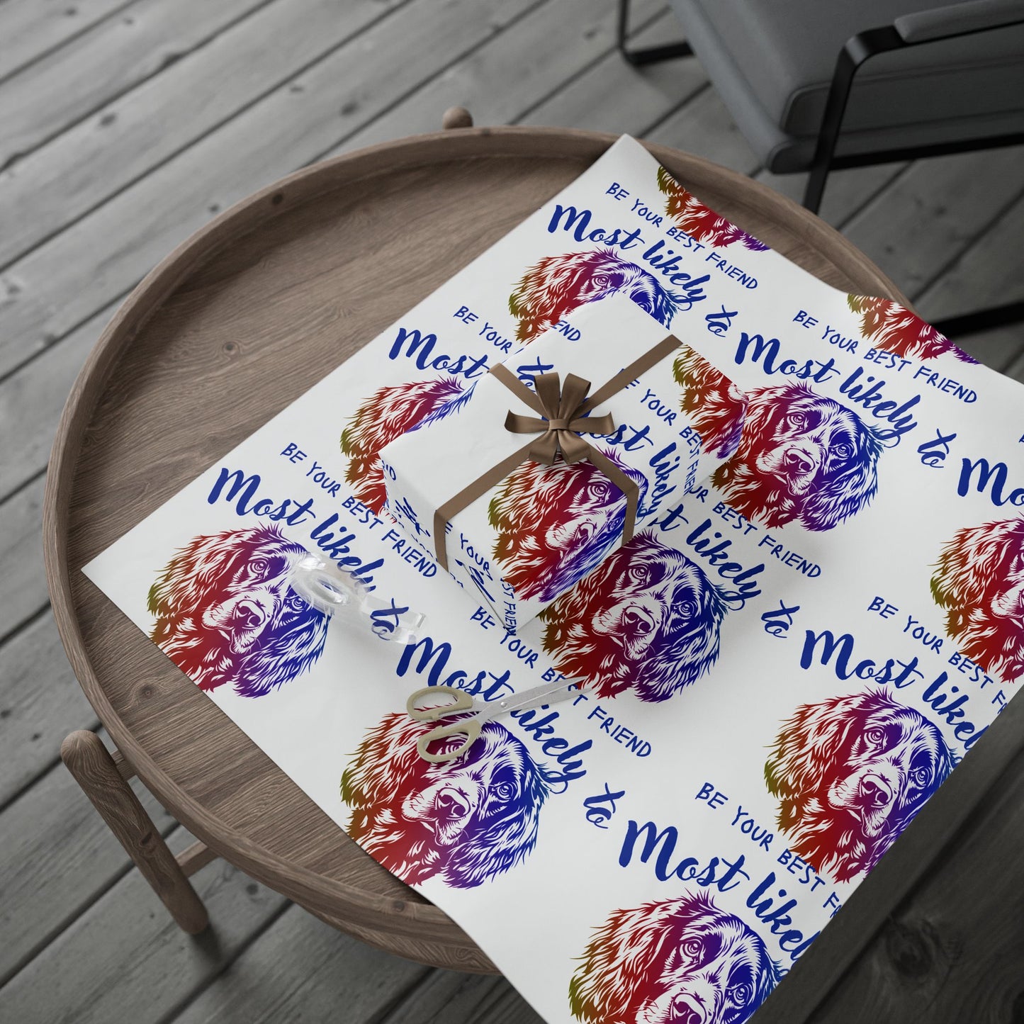 Spaniel Wrapping Paper, Colorful Best Friend Wrapping Paper, Unique Gift Wrap for Birthdays, Pet Lovers, Friends, Celebrations