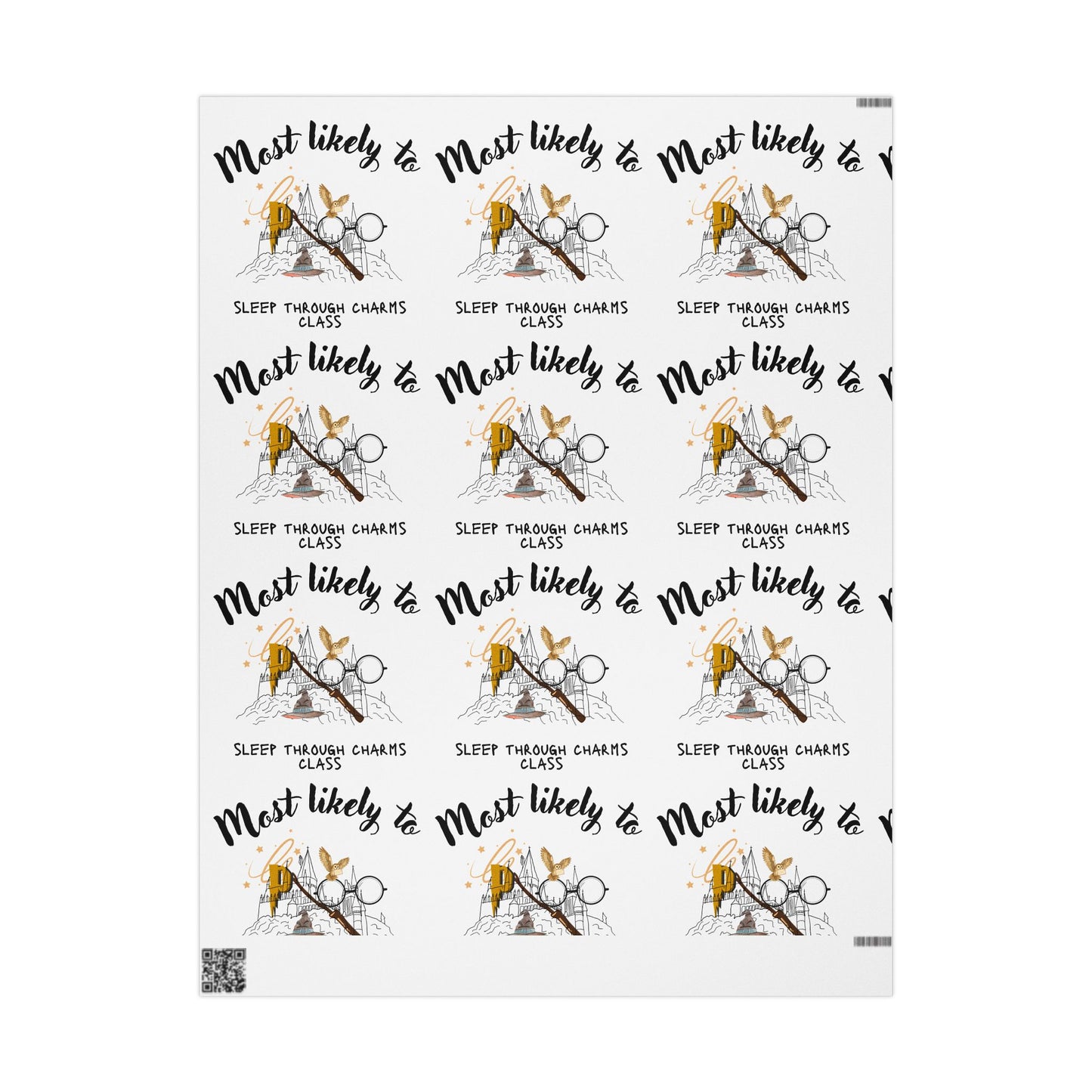 Wand Wrapping Paper, Movie Lovers Wrap, Cheerful Wrapping Paper for Celebrations, Birthday Gifts, Holiday Packaging, Unique Gift Wrap, Most Likely to Sleep Through Class