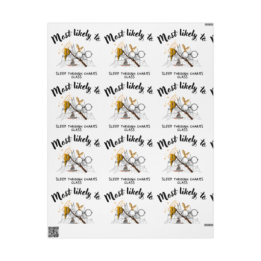 Wand Wrapping Paper, Movie Lovers Wrap, Cheerful Wrapping Paper for Celebrations, Birthday Gifts, Holiday Packaging, Unique Gift Wrap, Most Likely to Sleep Through Class