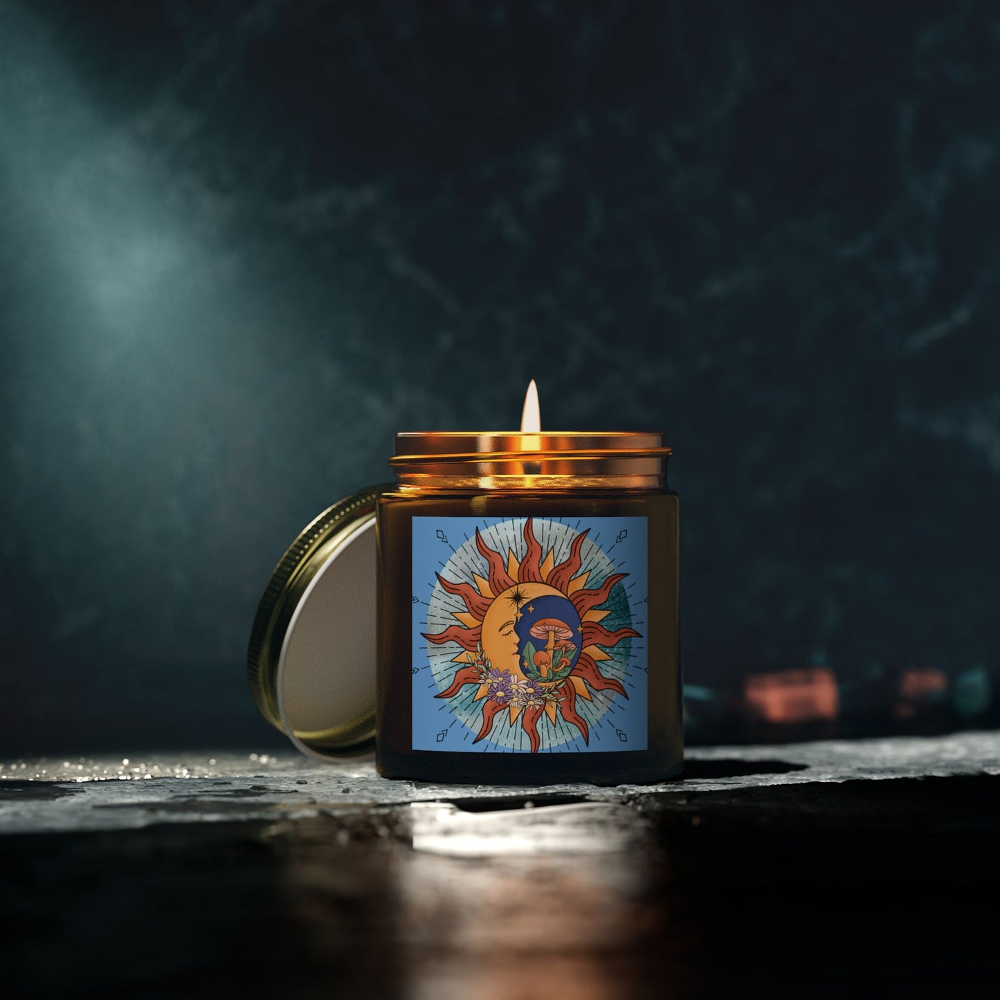 Celestial merch, Celestial Candle, Sunshine Scented Candles - Vibrant Coconut Apricot Wax, Relaxation, Gift, Home Decor, Yoga, Meditation
