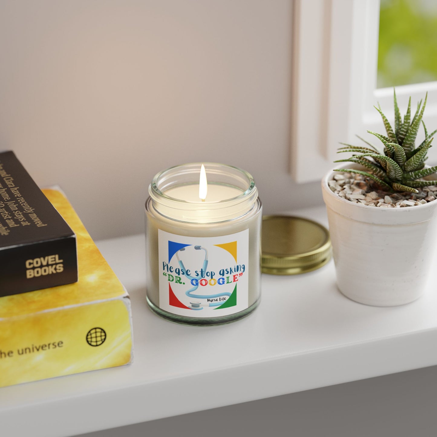 Scented Candles, Coconut Apricot Wax (4oz, 9oz), Dr. Google, Nurse merch, nurse gift