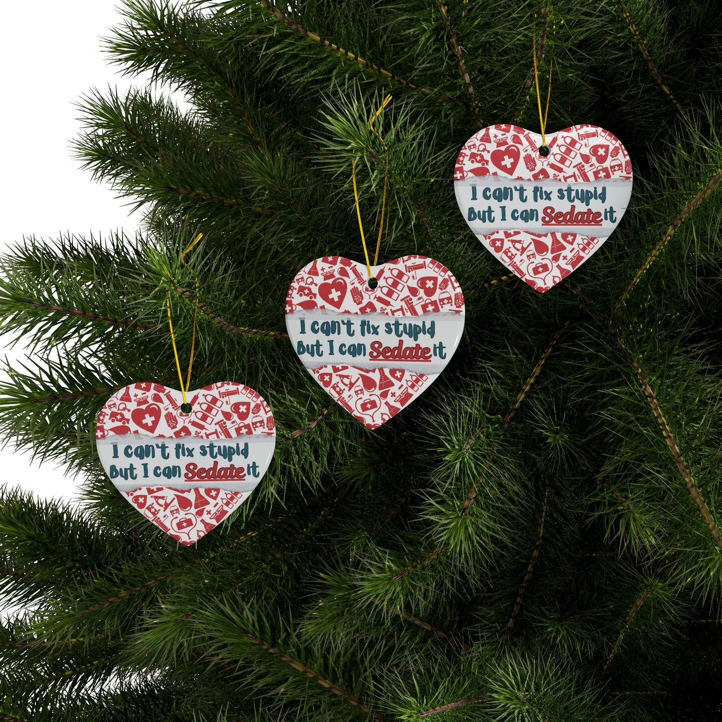 Nurse Gift, Nurse, Heart-Shaped Ceramic Ornaments, Funny Nurse Gifts, Holiday Decorations, Medical Humor, Unique Keepsakes, Christmas Tree Ornaments