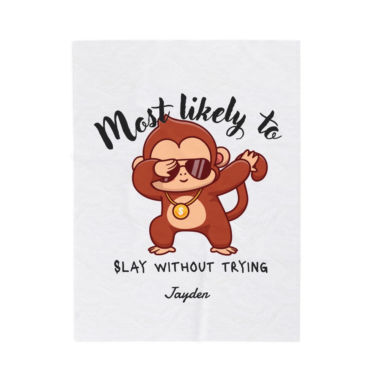 Cool Monkey Plush Throw Blanket - Fun and Cozy Gift for Kids, Playroom Decor, Nursery, Birthday, Blanket with Fun Design, slay, monkey, child, kids room, fun