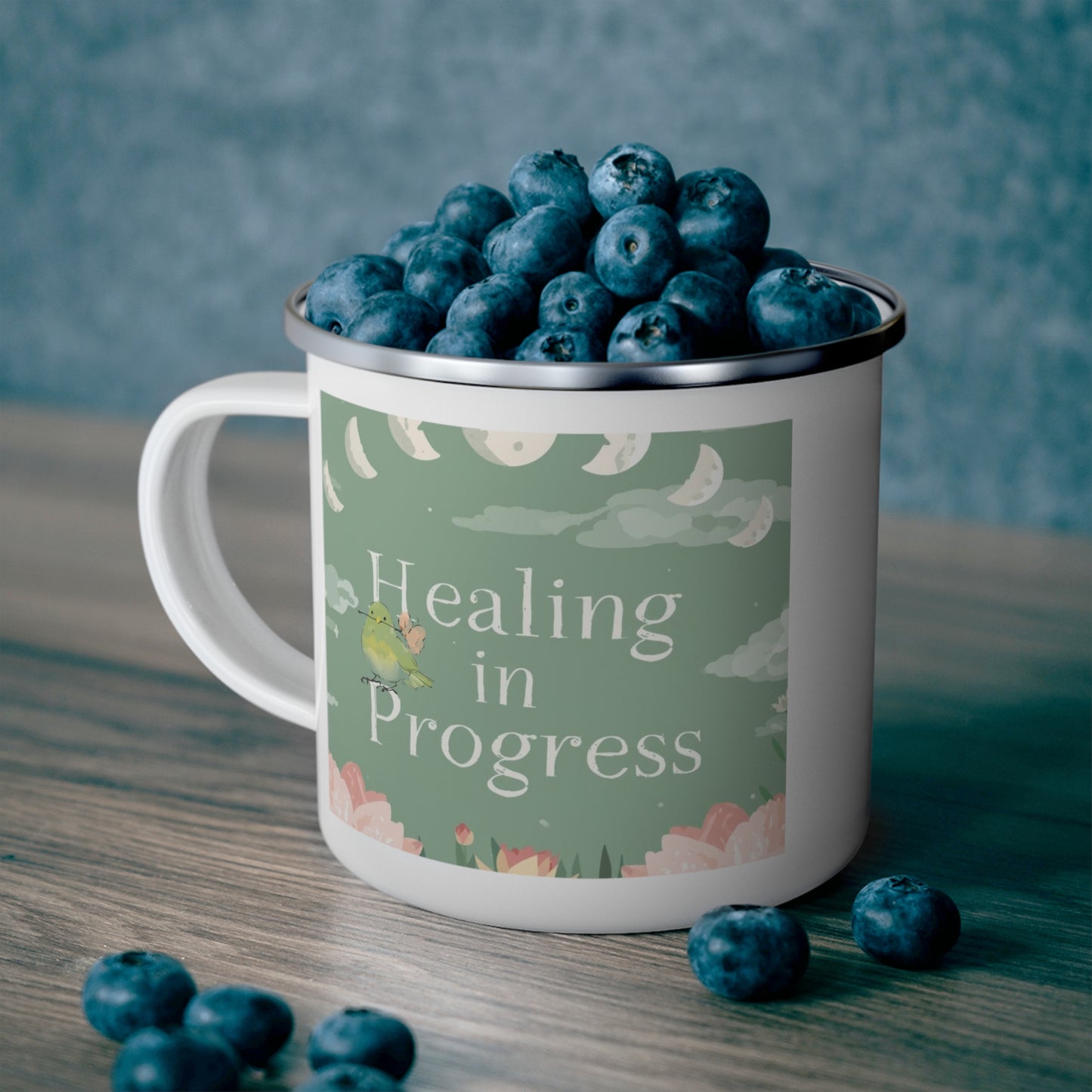 Healing in Progress Enamel Camping Mug - Perfect for Nature Lovers & Outdoor Adventures