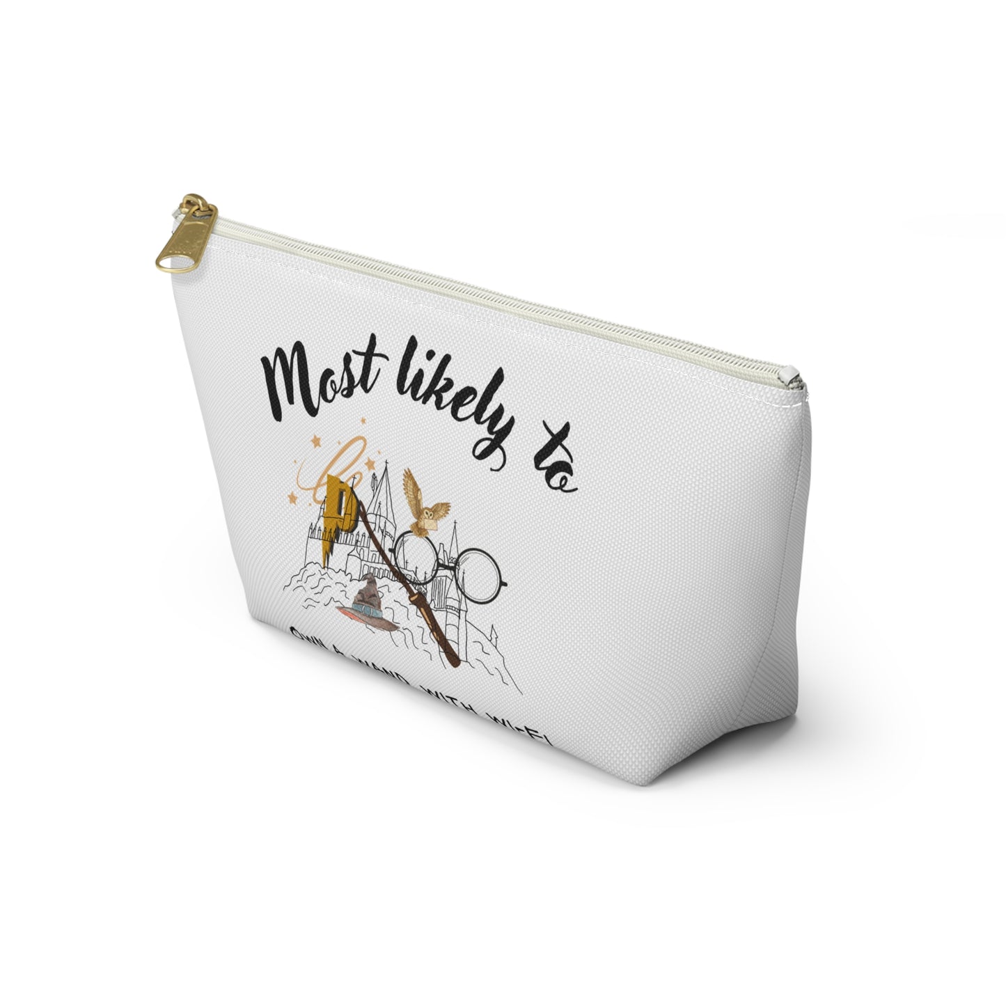 Wizard-Themed Accessory Pouch | Most Likely to Own a Wand with Wi-Fi | Magical Gift for Fans | Cosplay Makeup Bag | Cute Storage for Tools