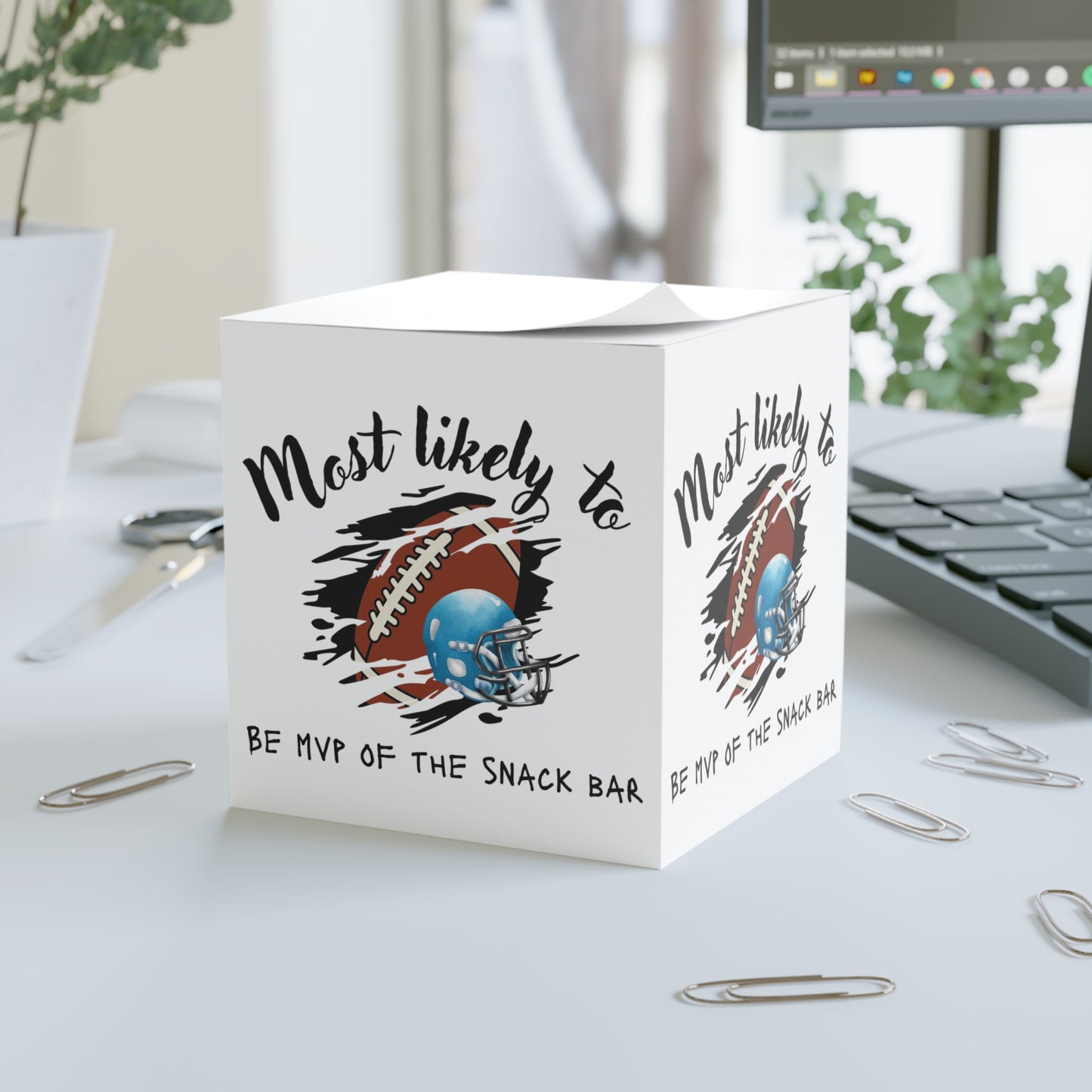 MVP Note Cube, Game Day Note, Birthday Gift For Him, Football Note Cube, Blue Helmet, Note Cube