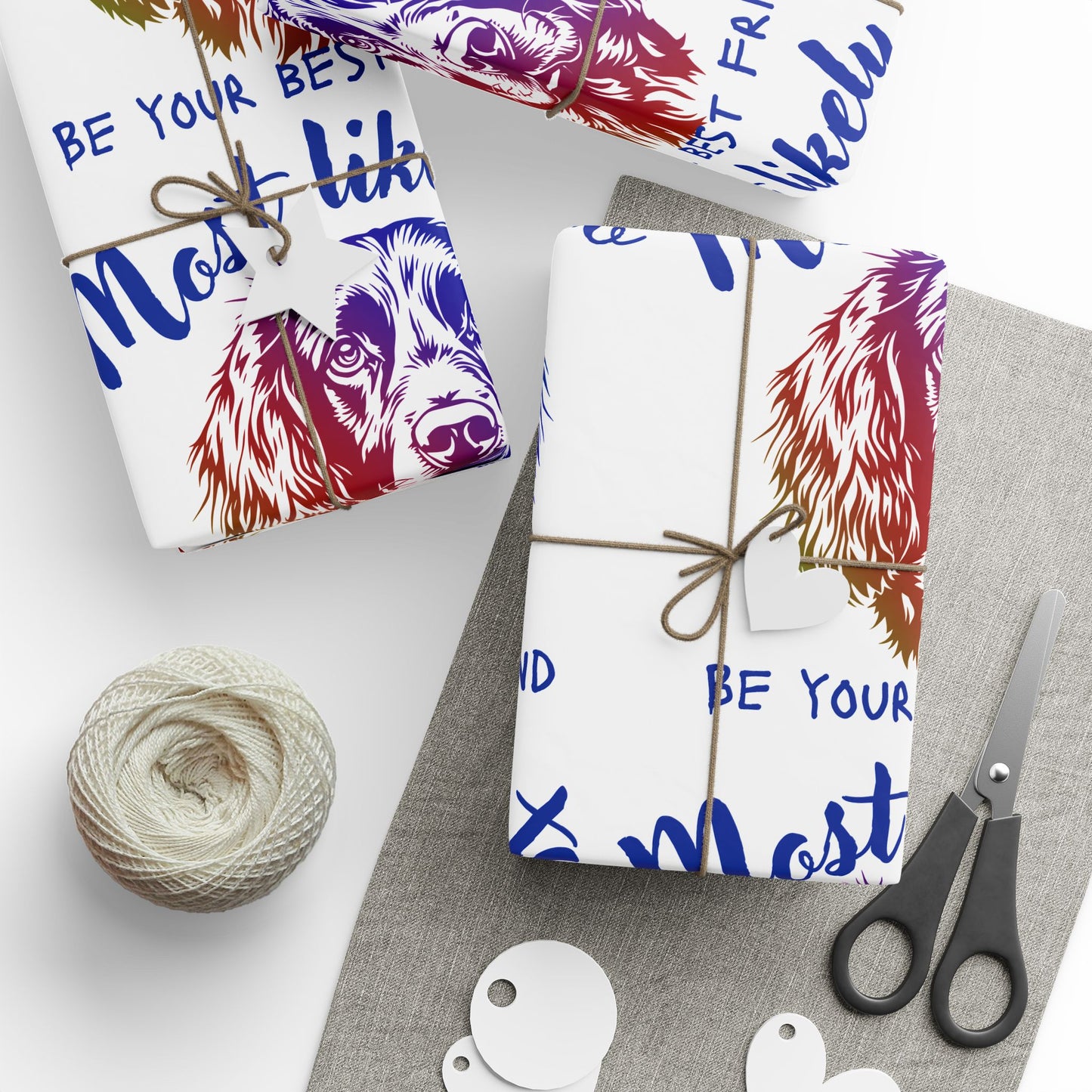 Spaniel Wrapping Paper, Colorful Best Friend Wrapping Paper, Unique Gift Wrap for Birthdays, Pet Lovers, Friends, Celebrations