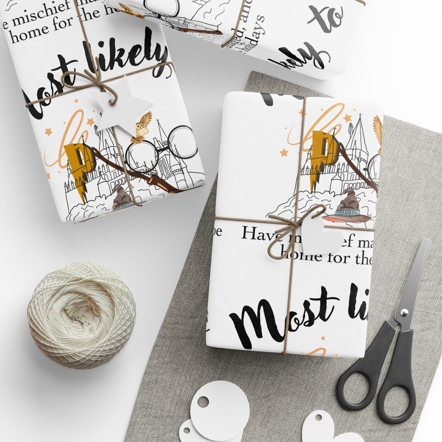 Festive Wrapping Paper for Holidays, Gift Wrap for Christmas, Unique Holiday Gift Packaging, Birthday Wrapping, Scissors Design
