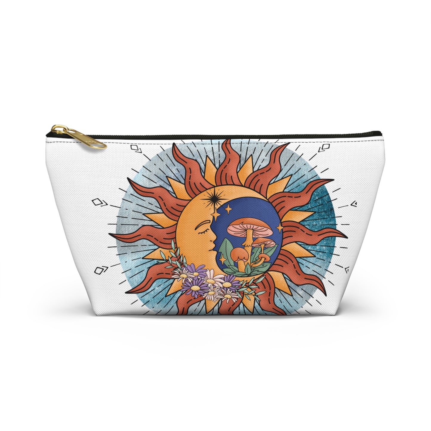 Sun and Moon Accessory Pouch | Boho Makeup Bag for Travel, Gift for Her, Cosmic Storage, Summer Festival Pouch