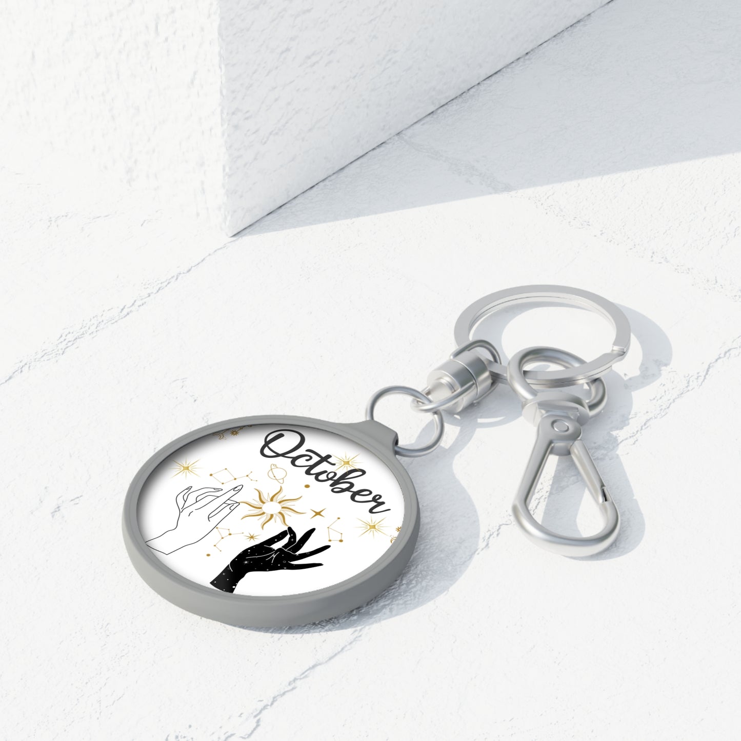 Celestial Keyring Tag for October Birthdays