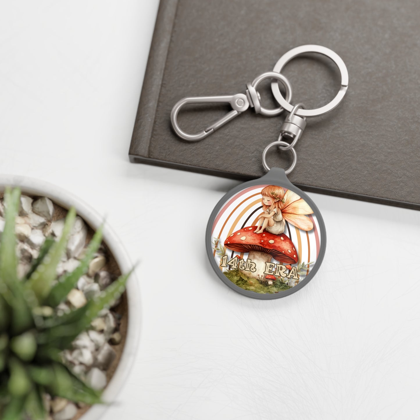 Fairy, fairy on mushroom keychain, mushroom fairy charm, whimsical fairy, fantasy