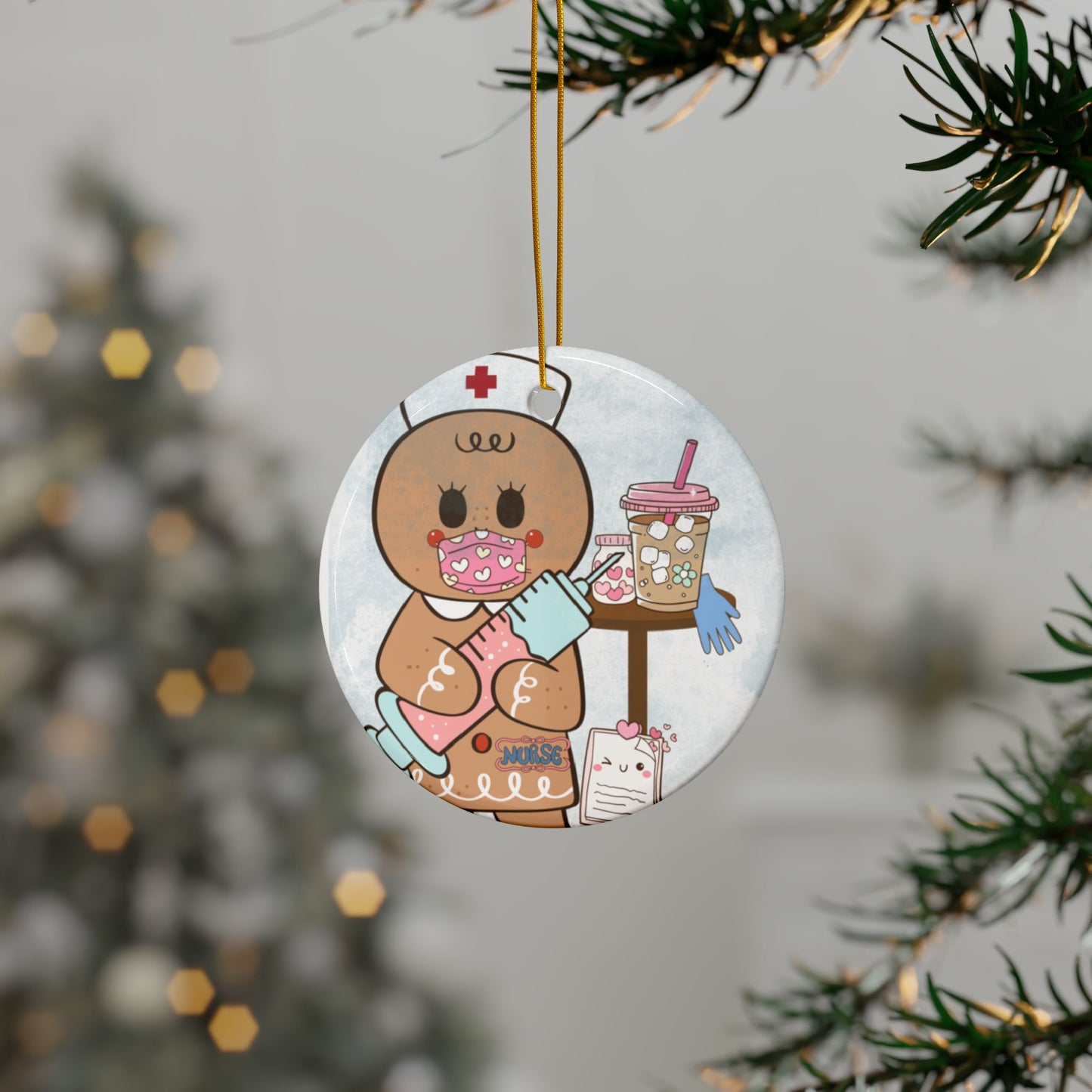 Ceramic Ornaments, 2-Side Print, (1pc, 3pcs, 5pcs, 10pcs)