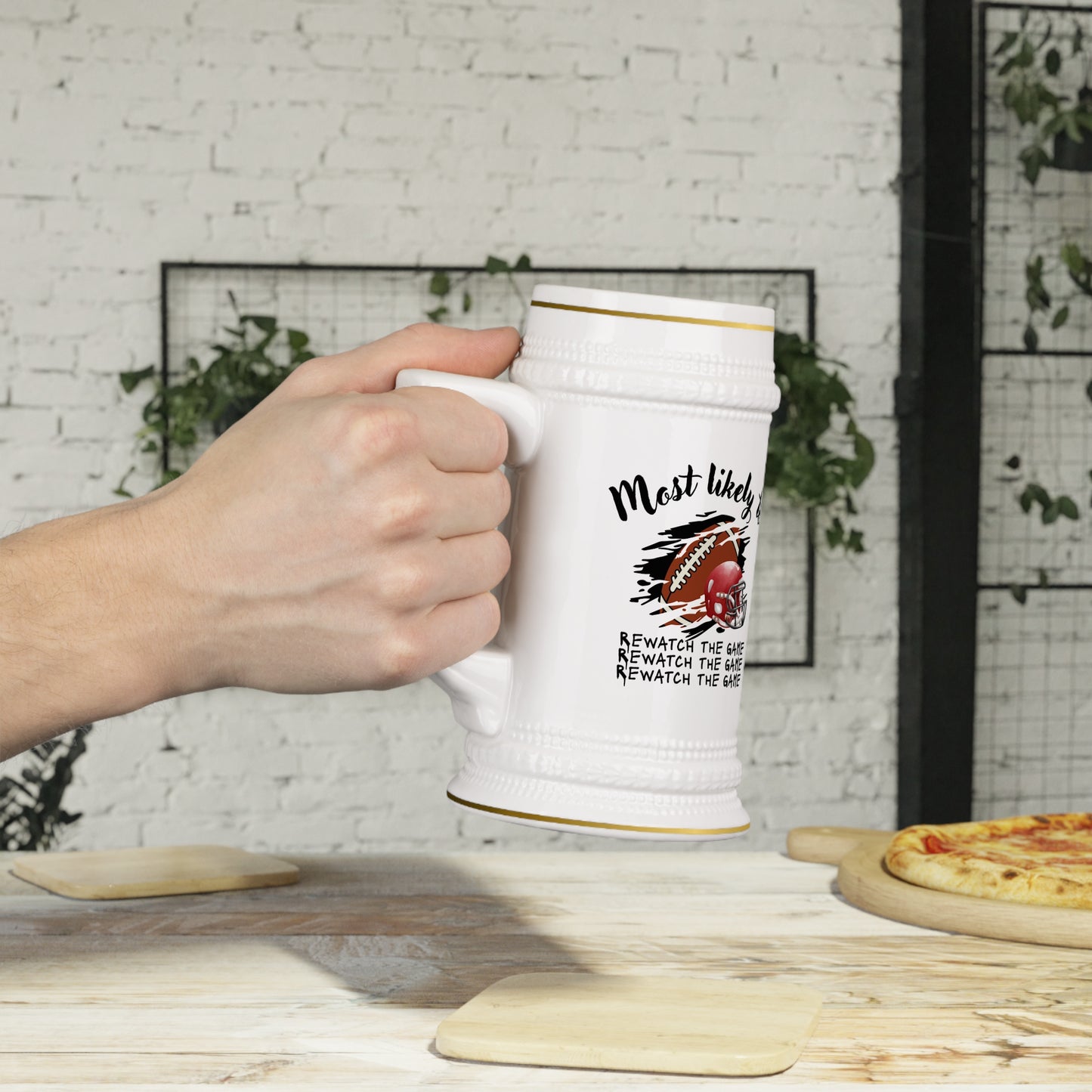 Football Fan Beer Stein Mug - Perfect for Game Day Celebrations, Sports Stein