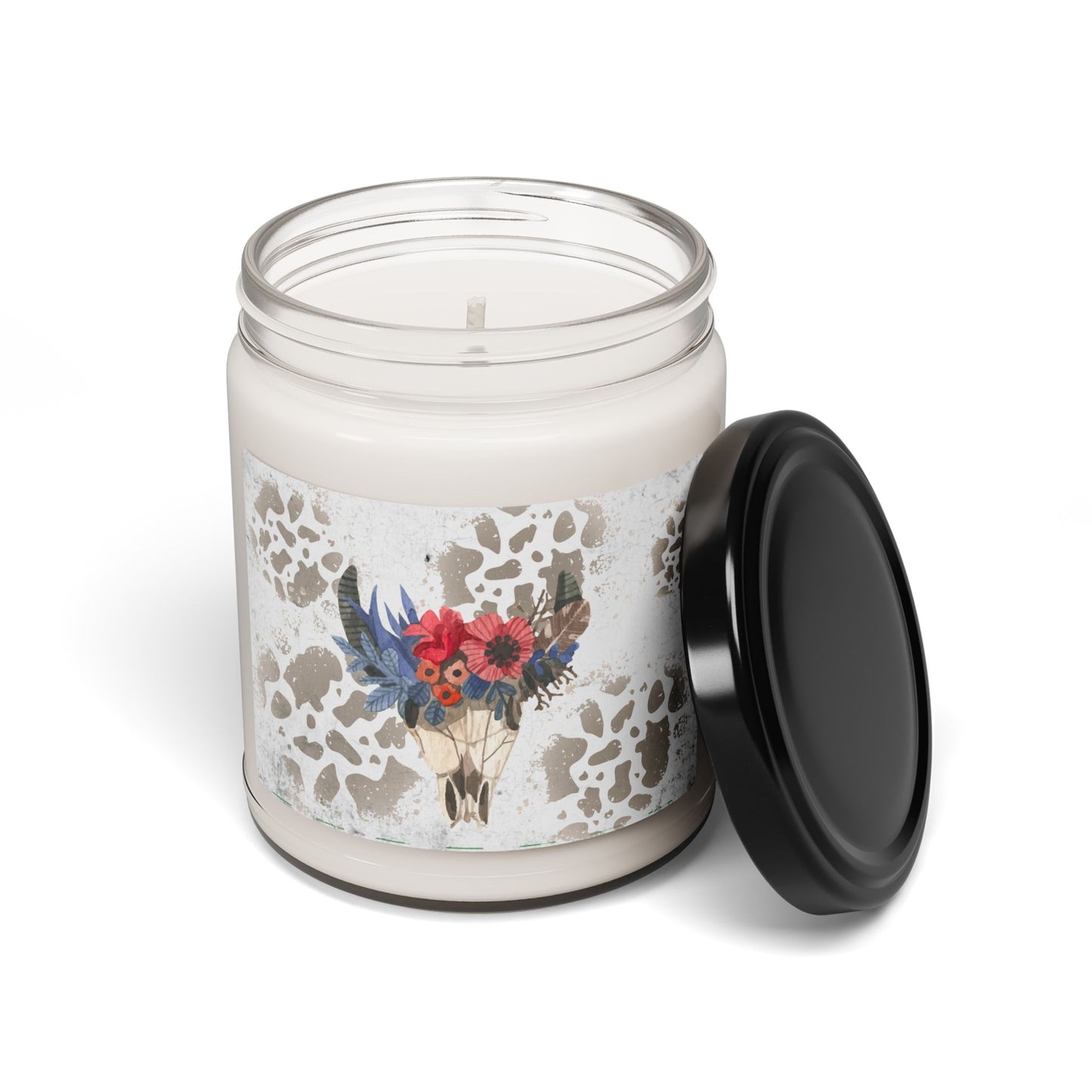 Cow Skull Candle, Charming Floral Scented Soy Candle - Cozy Home Gift, Aromatherapy Candle, Relaxation, Handmade Candle for All Occasions, Natural Wax