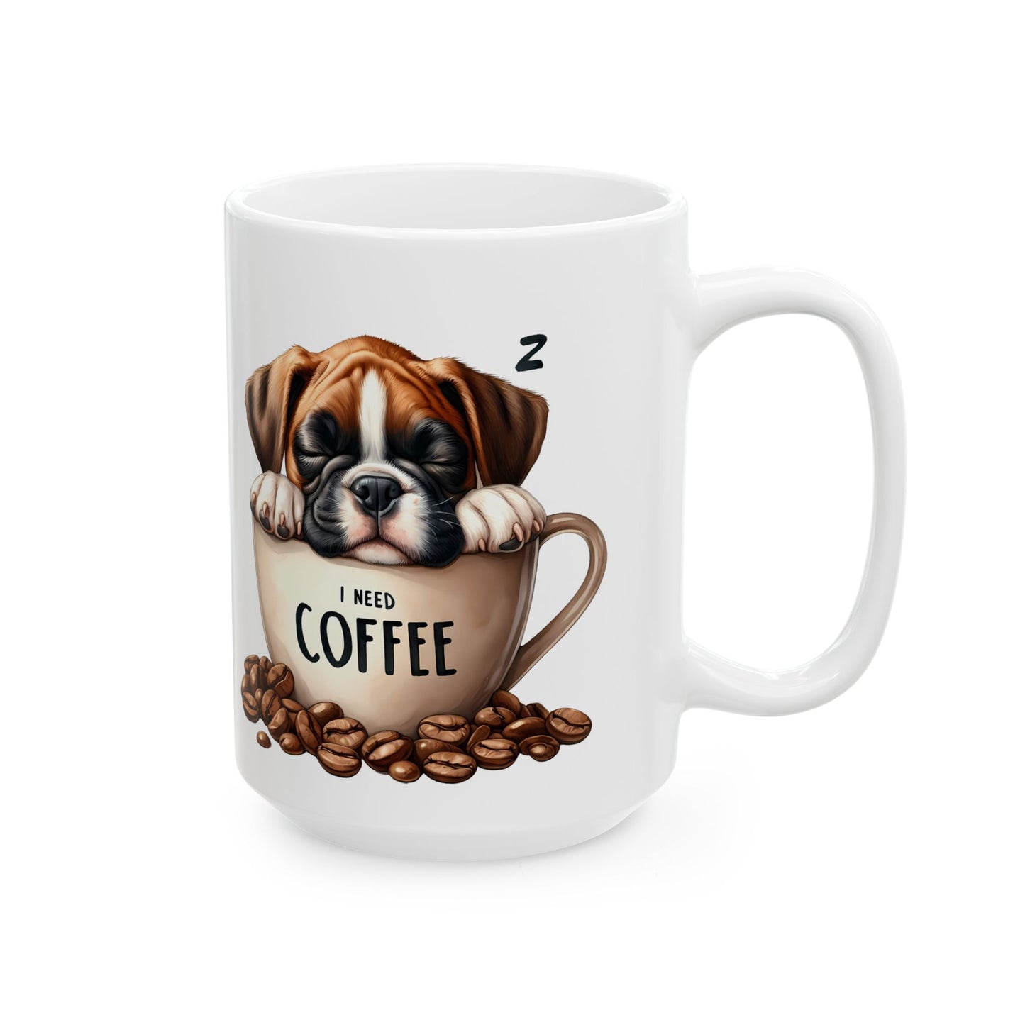 Personalized Boxer Dog Ceramic Mug — Cute Puppy in Cup Design (11oz & 15oz)