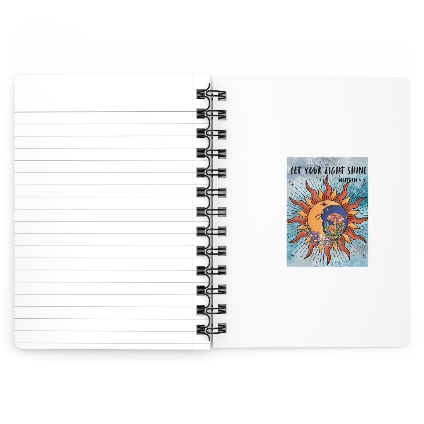 Inspirational Spiral Bound Journal – 'Let Your Light Shine' with Sun and Floral Design