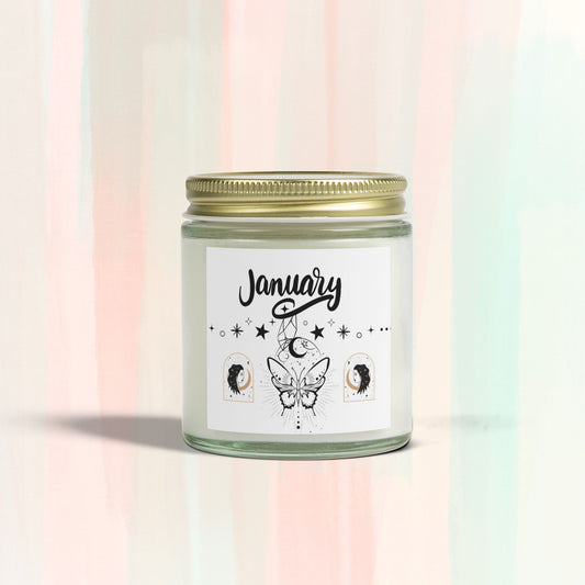 Tarot Candle, January, Month candle, Month Gift, Scented Candles, Coconut Apricot Wax (4oz, 9oz)