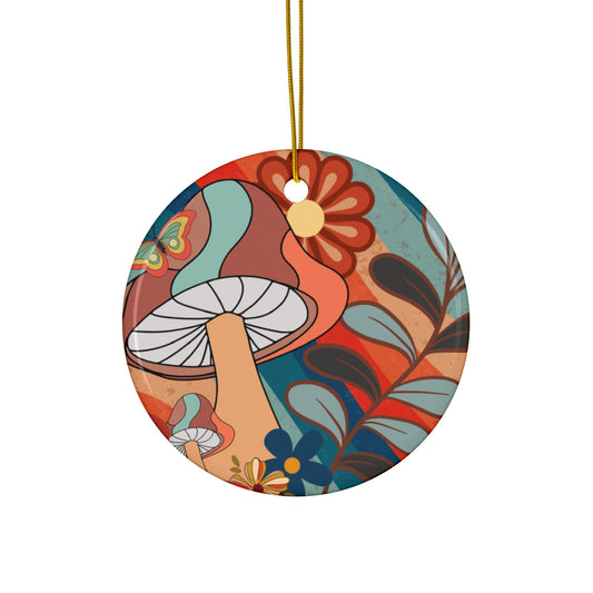 Boho Mushroom Ceramic Ornaments | Colorful Holiday Decor, Eco-Friendly Gifts, Home Aesthetic, Unique Wall Art, Festive Decorations