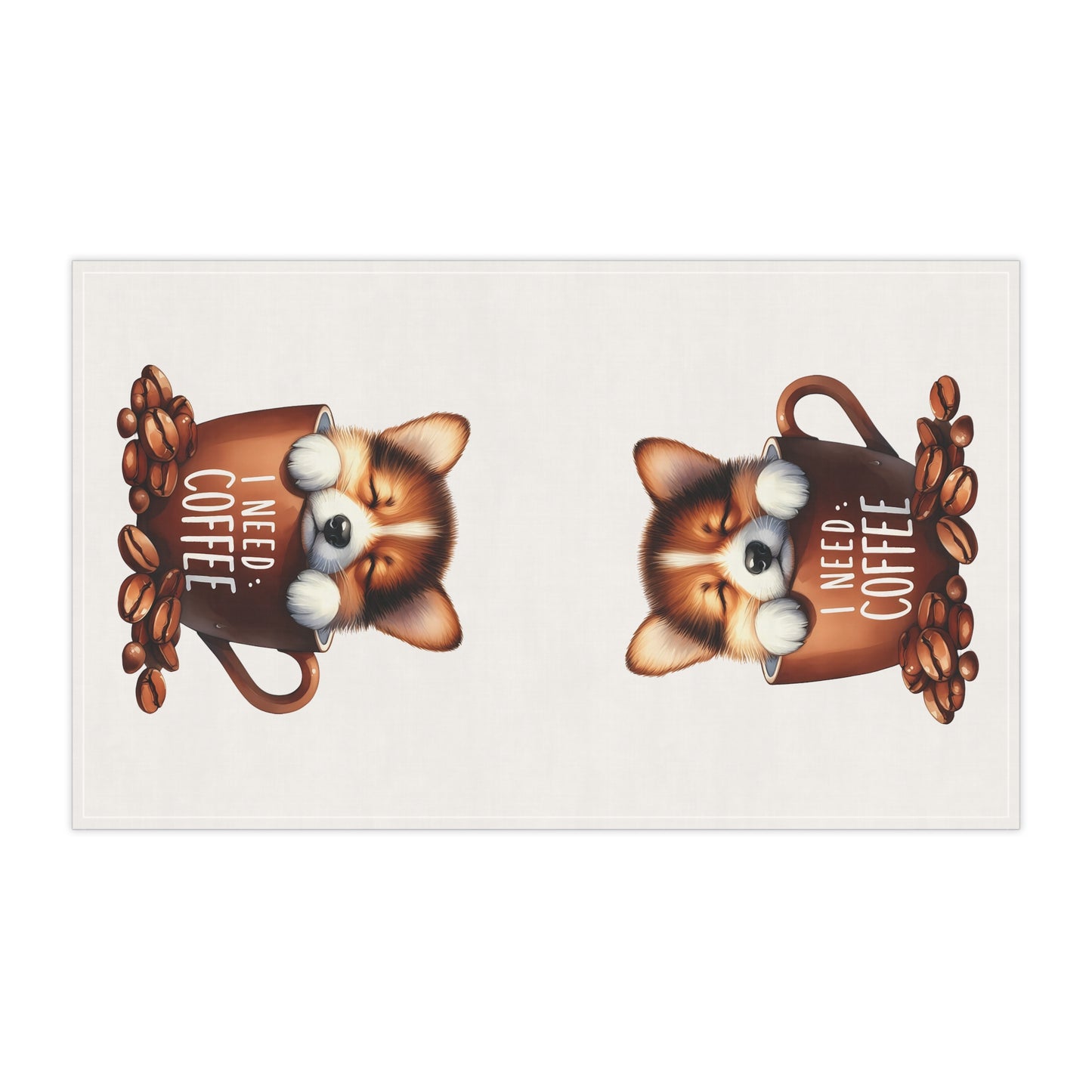 Coffee Lover's Cute Corgi Tea Towels, Puppy Tea Towel
