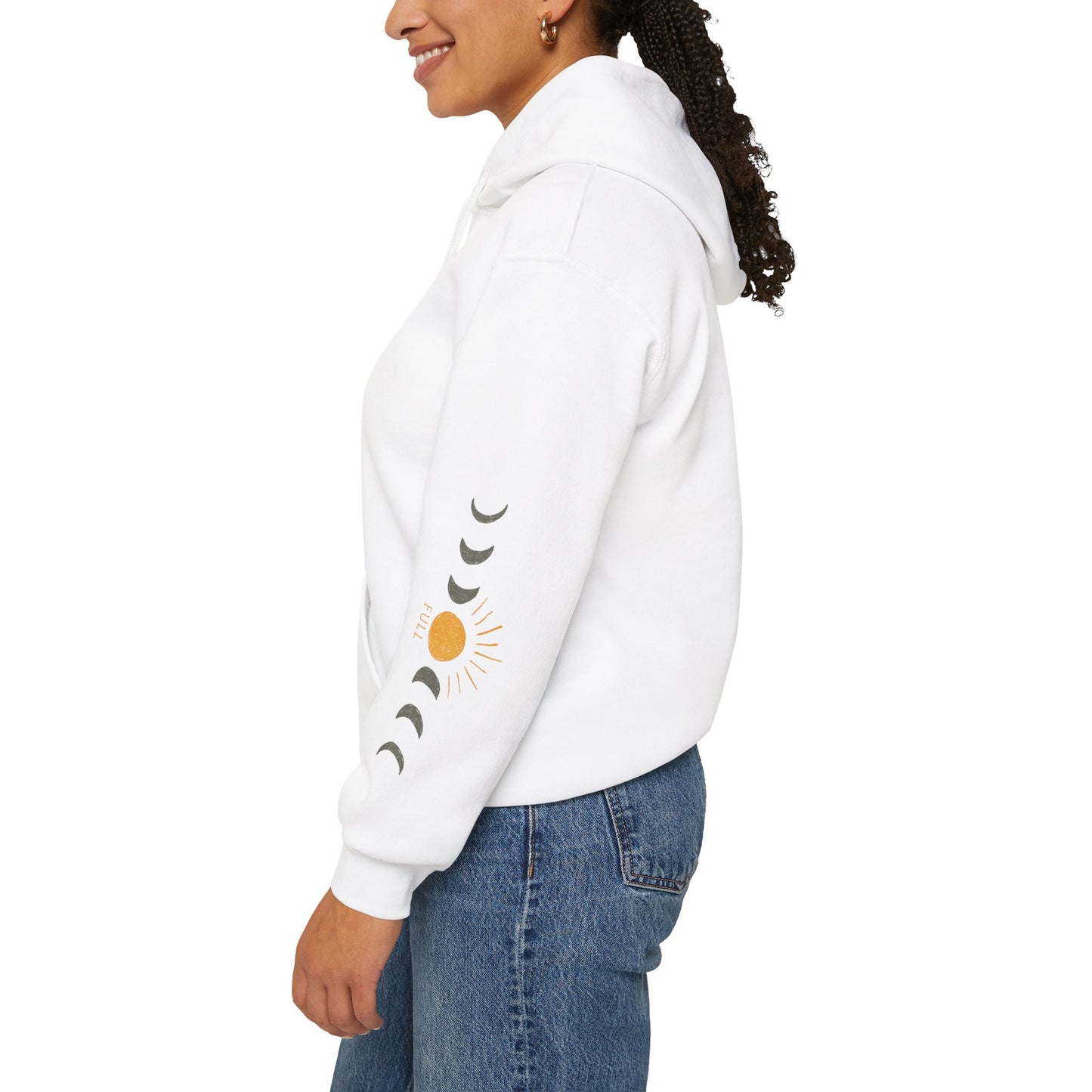 Moon Phase Sun Hoodie — Celestial Phases Graphic Pullover