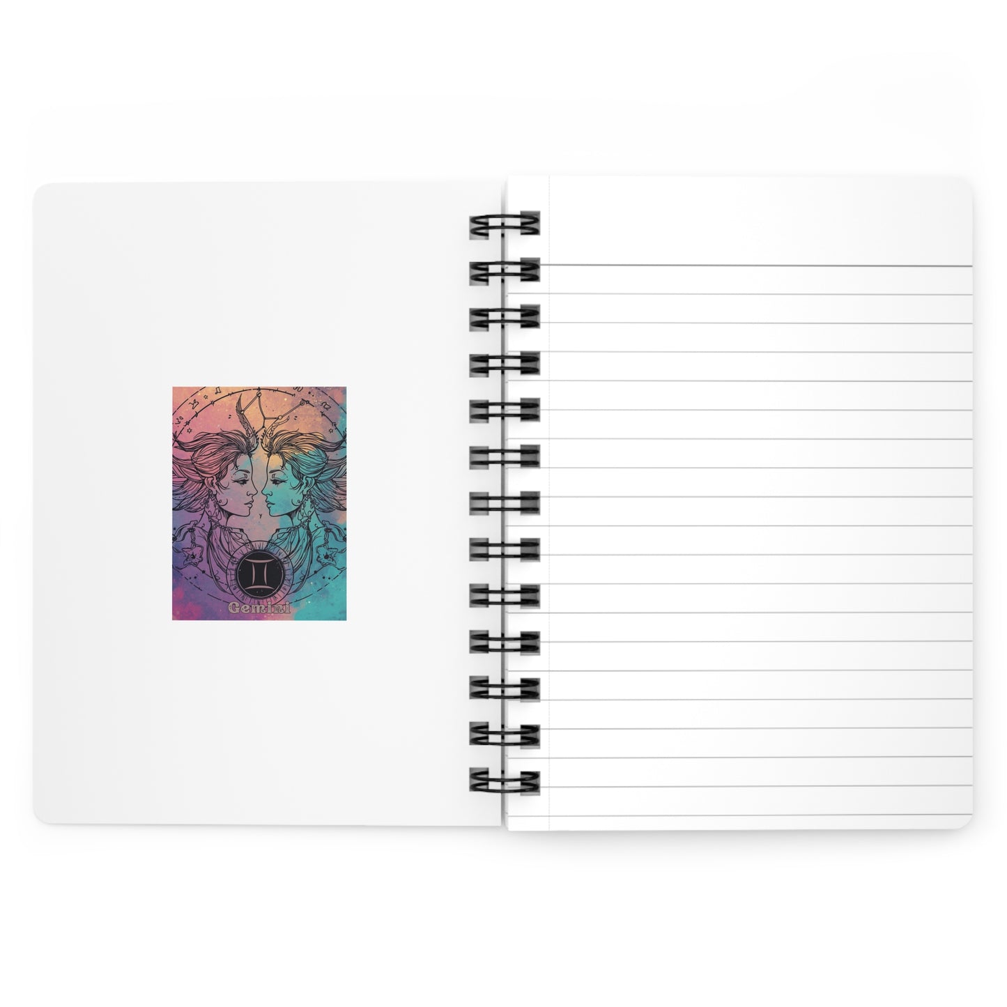 Gemini Astrological Spiral Bound Journal - Cosmic Twins Design