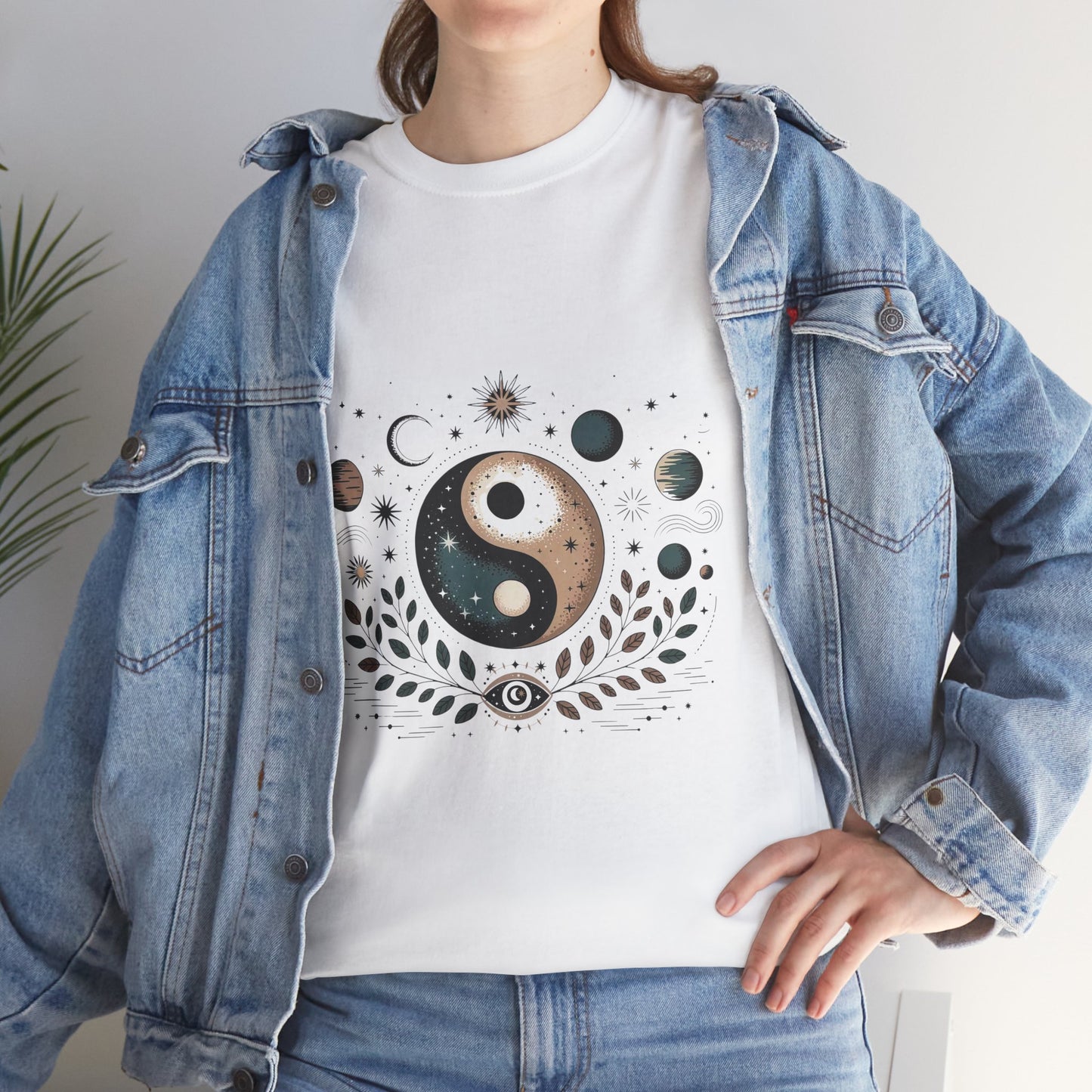 Yin Yang Moon Phases T-Shirt — Celestial Spiritual Graphic Tee