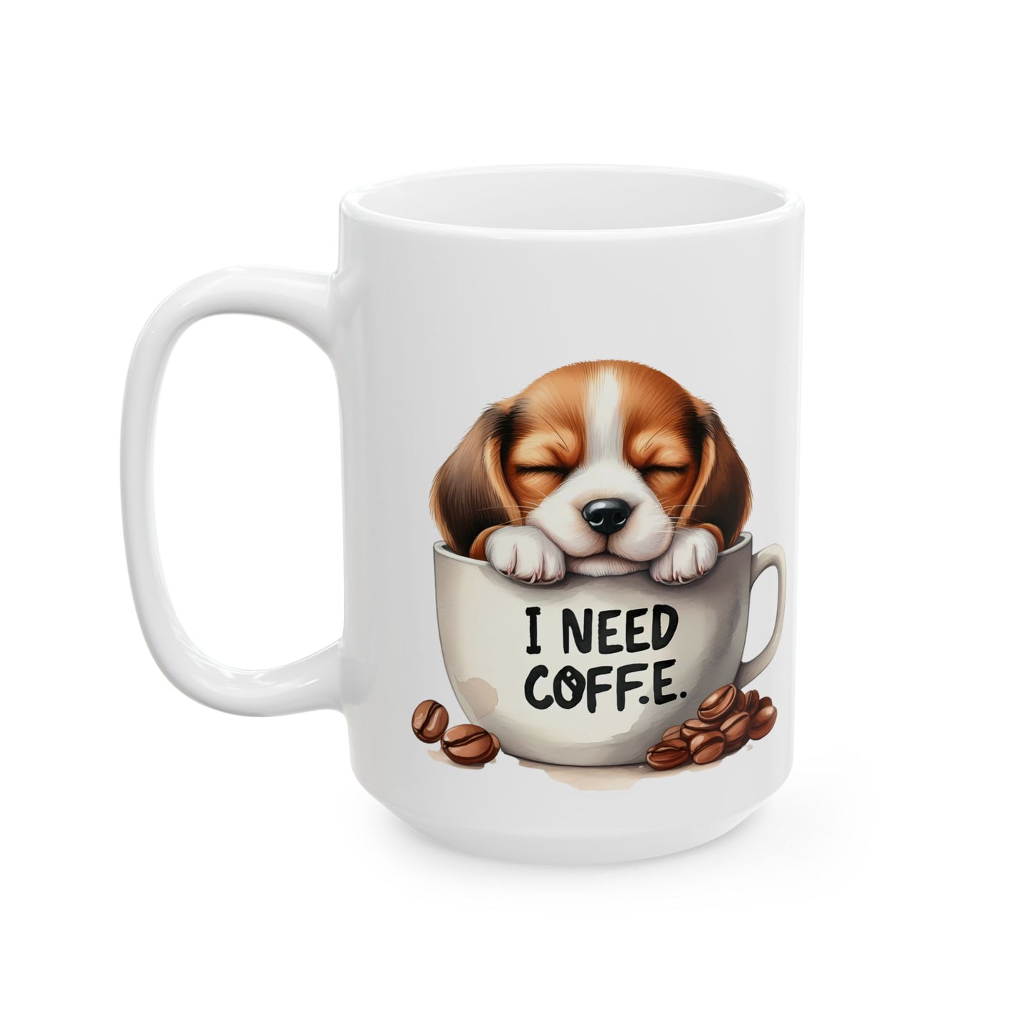 Beagle Coffee Mug — Cute Dog in Coffee Cup Ceramic Mug (11oz, 15oz)