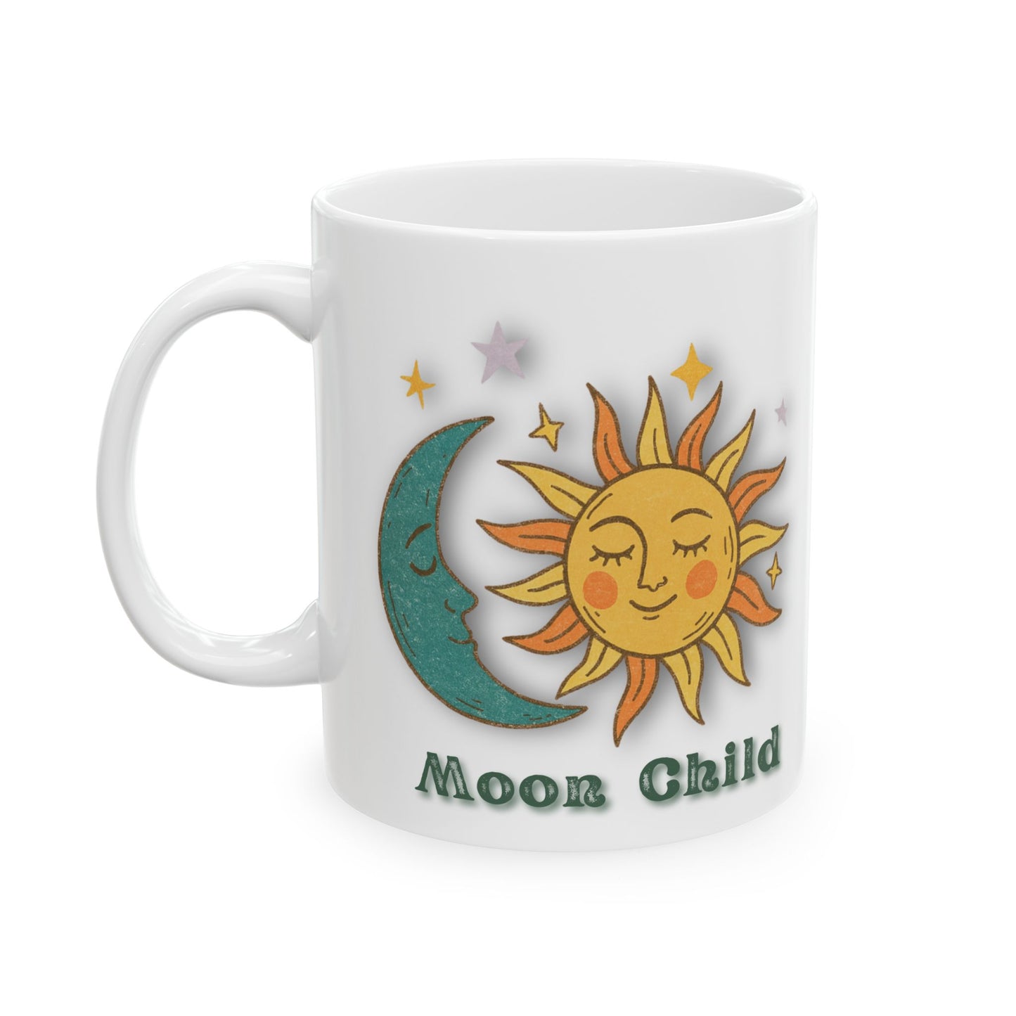 Personalized Moon Child Mug, Sun and Moon Ceramic Mug — Celestial Vintage Astrology Coffee Cup (11oz & 15oz)